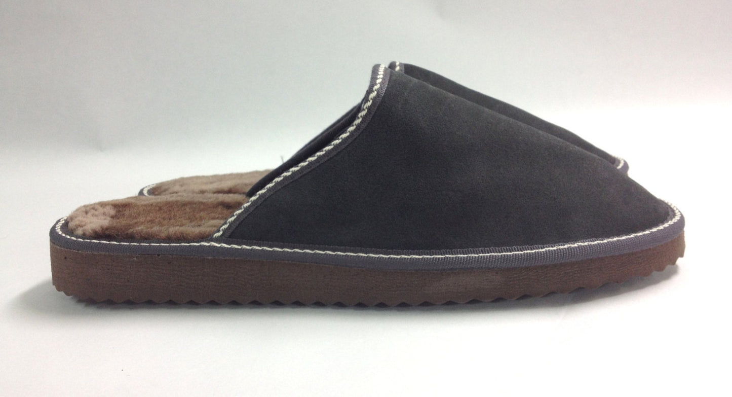 Genuine shearling fur slippers for men.
