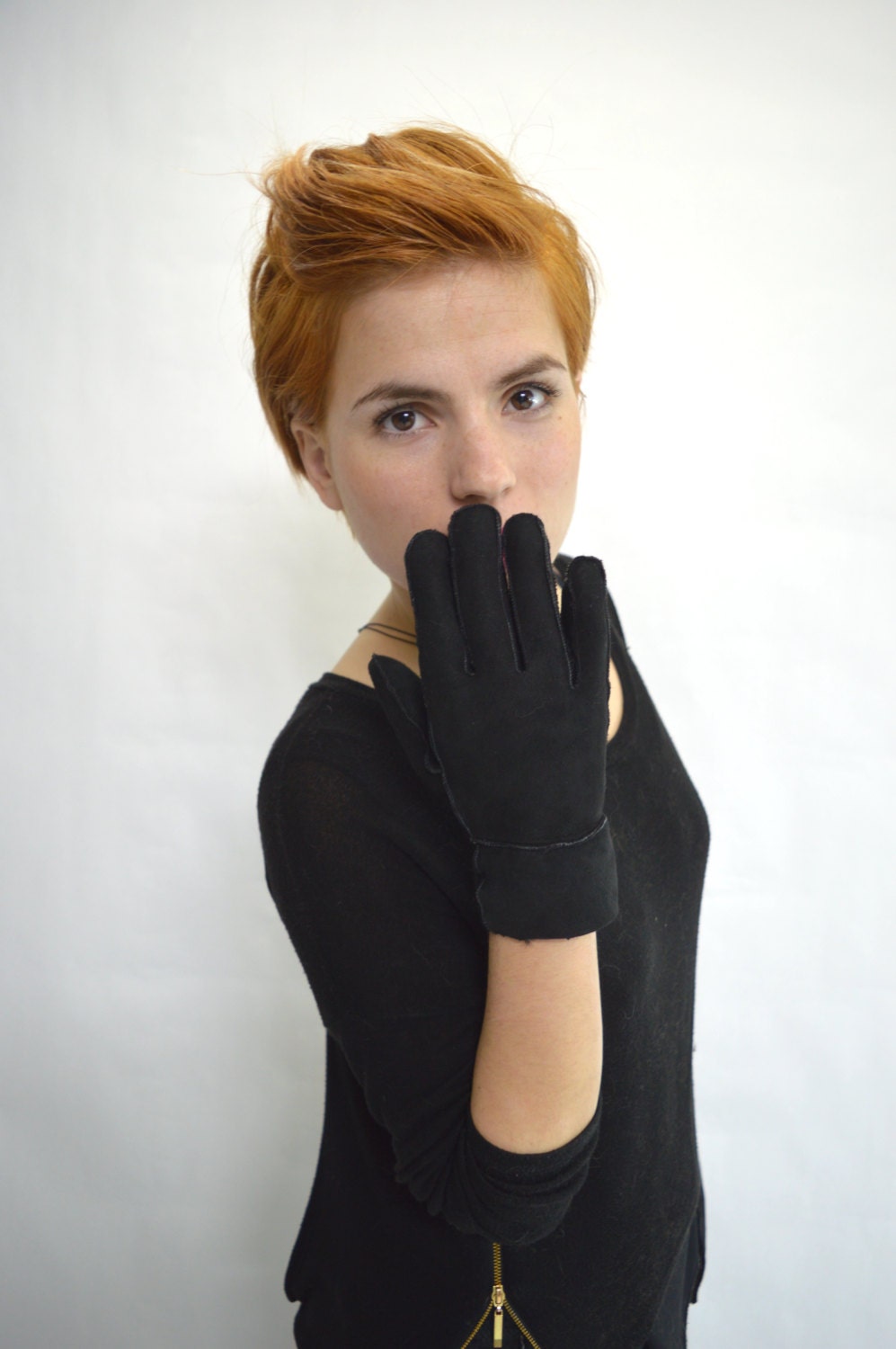 Shearling Fur Gloves: Mouton Mittens, Fold-Out Cuffs
