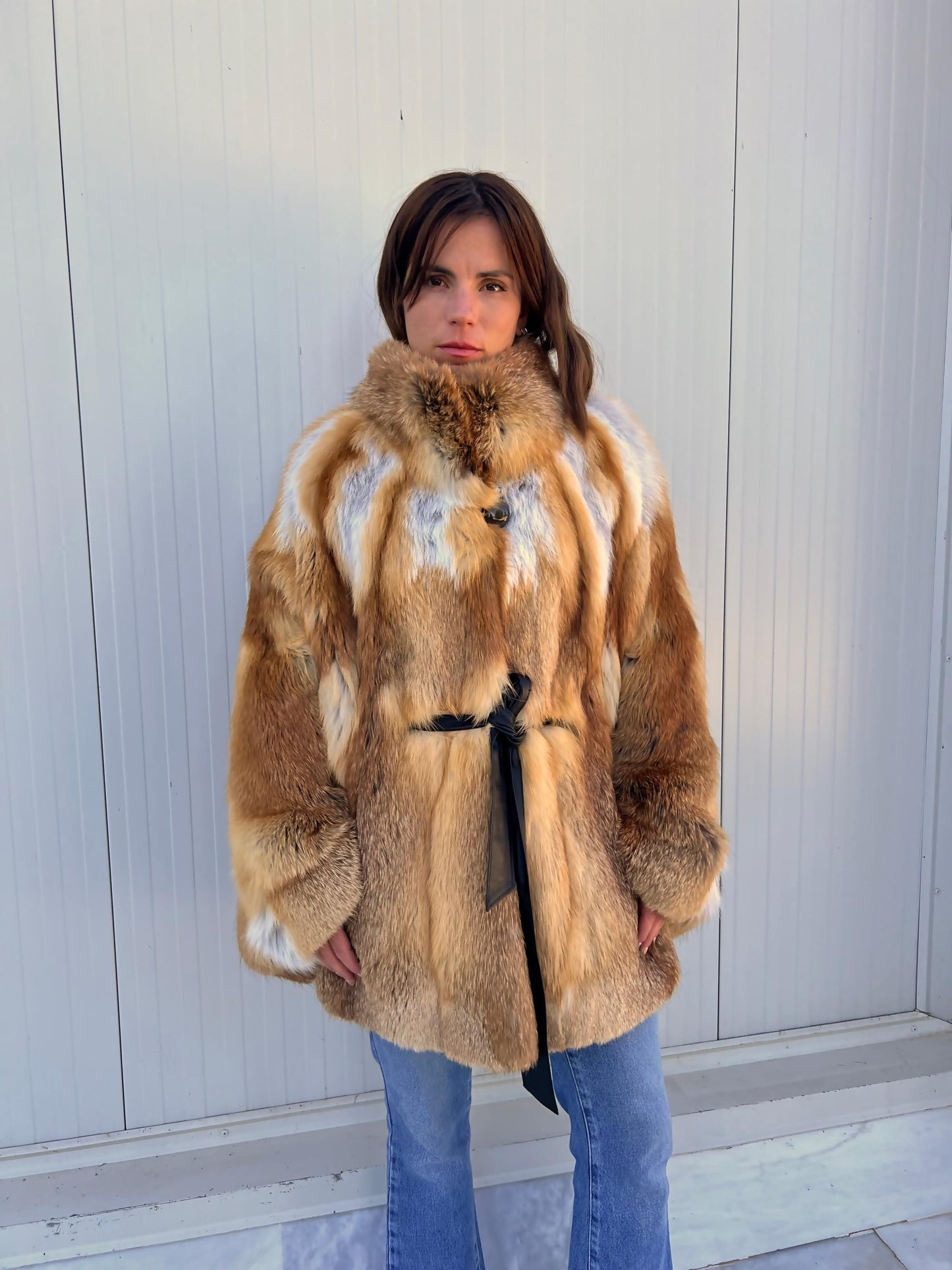 Real Red Fox Fur Cape: Handmade Oversized Fur Clip Closure