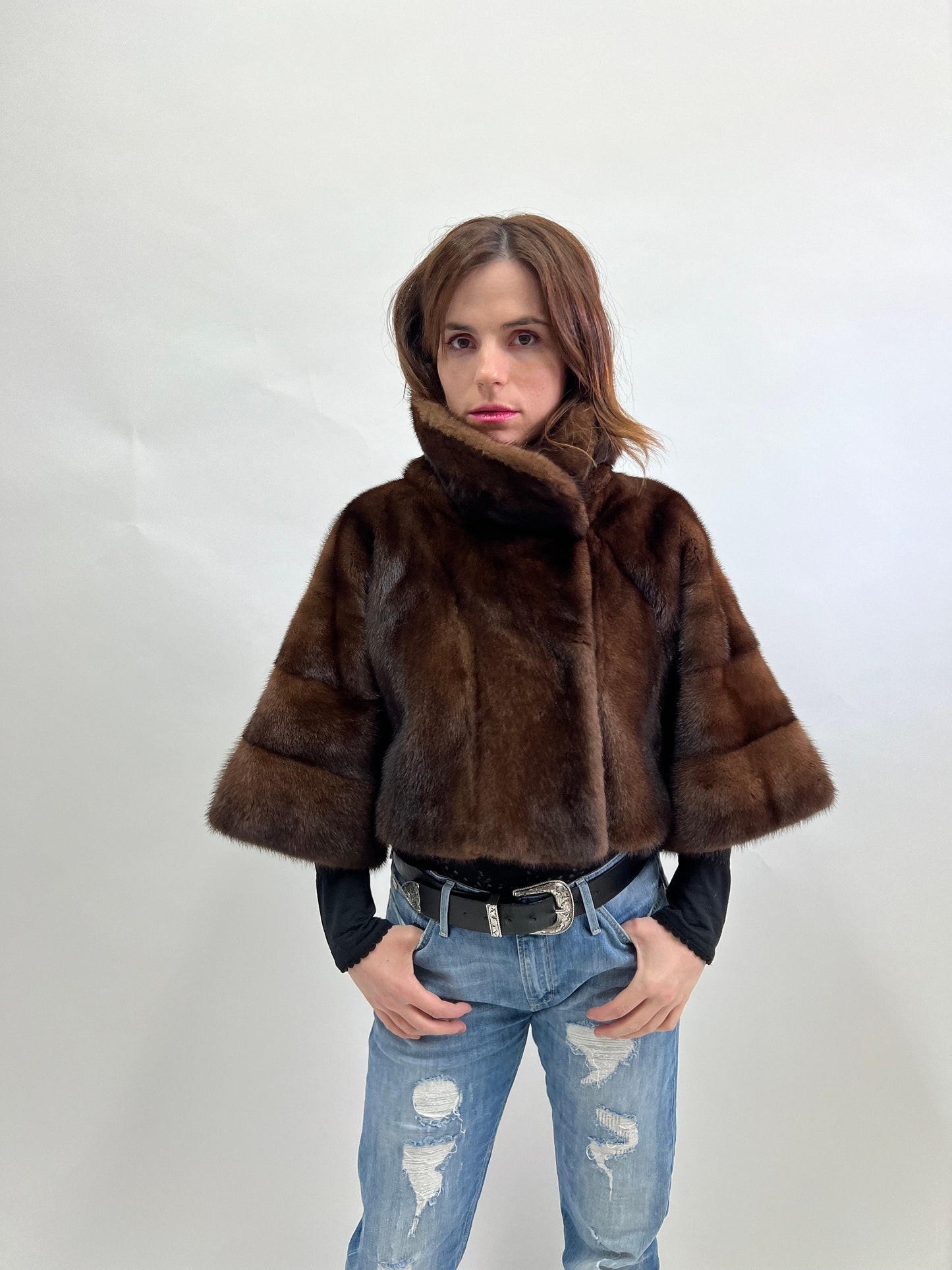 Saga Demi Buff Mink Fur Bolero Jacket - XS/S/M