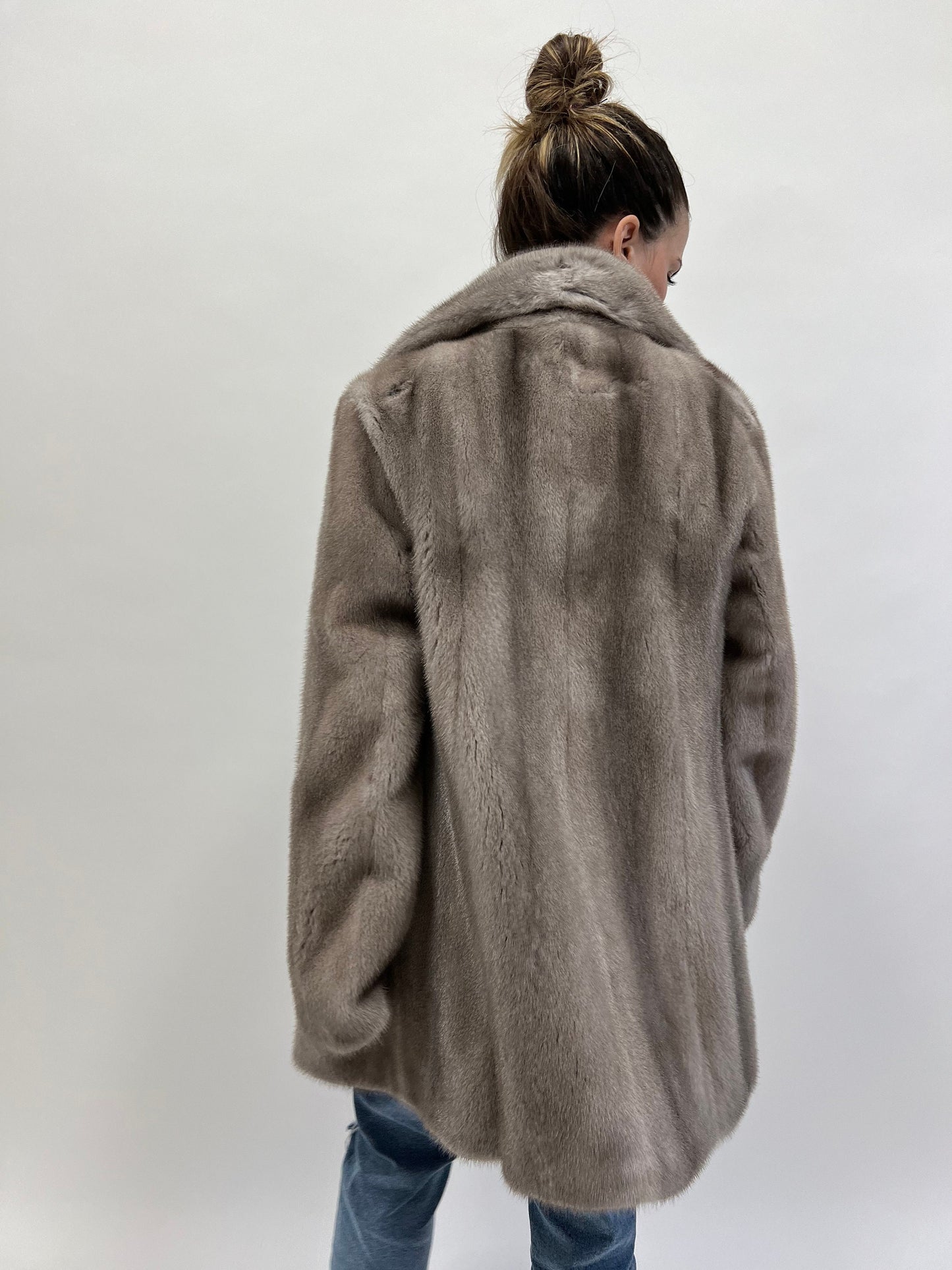 Silver Mink Fur Biker Jacket: Saga Mink, Handmade in Greece