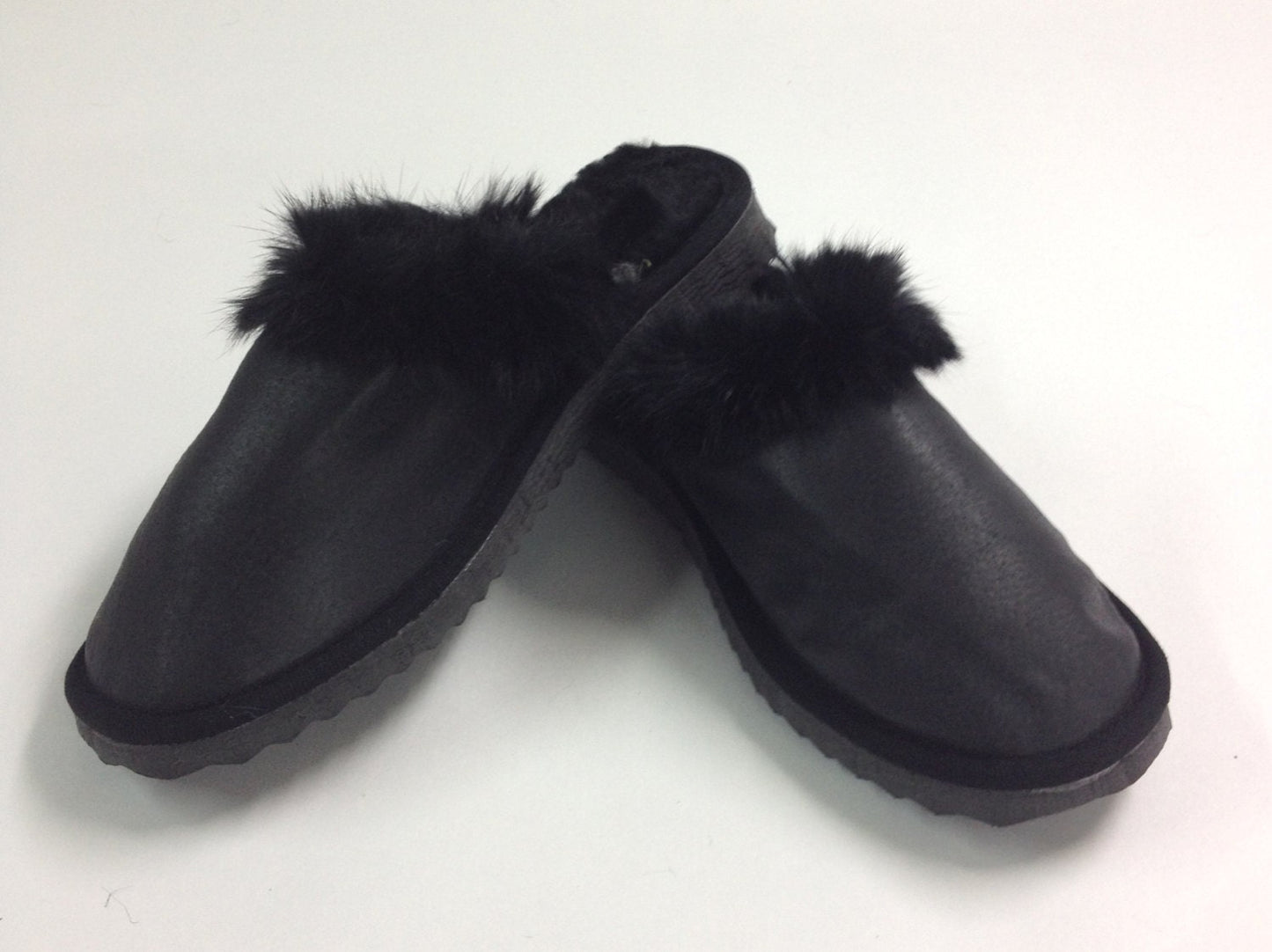 Black Shearling Slippers: Genuine Sheepskin Fur Shoes