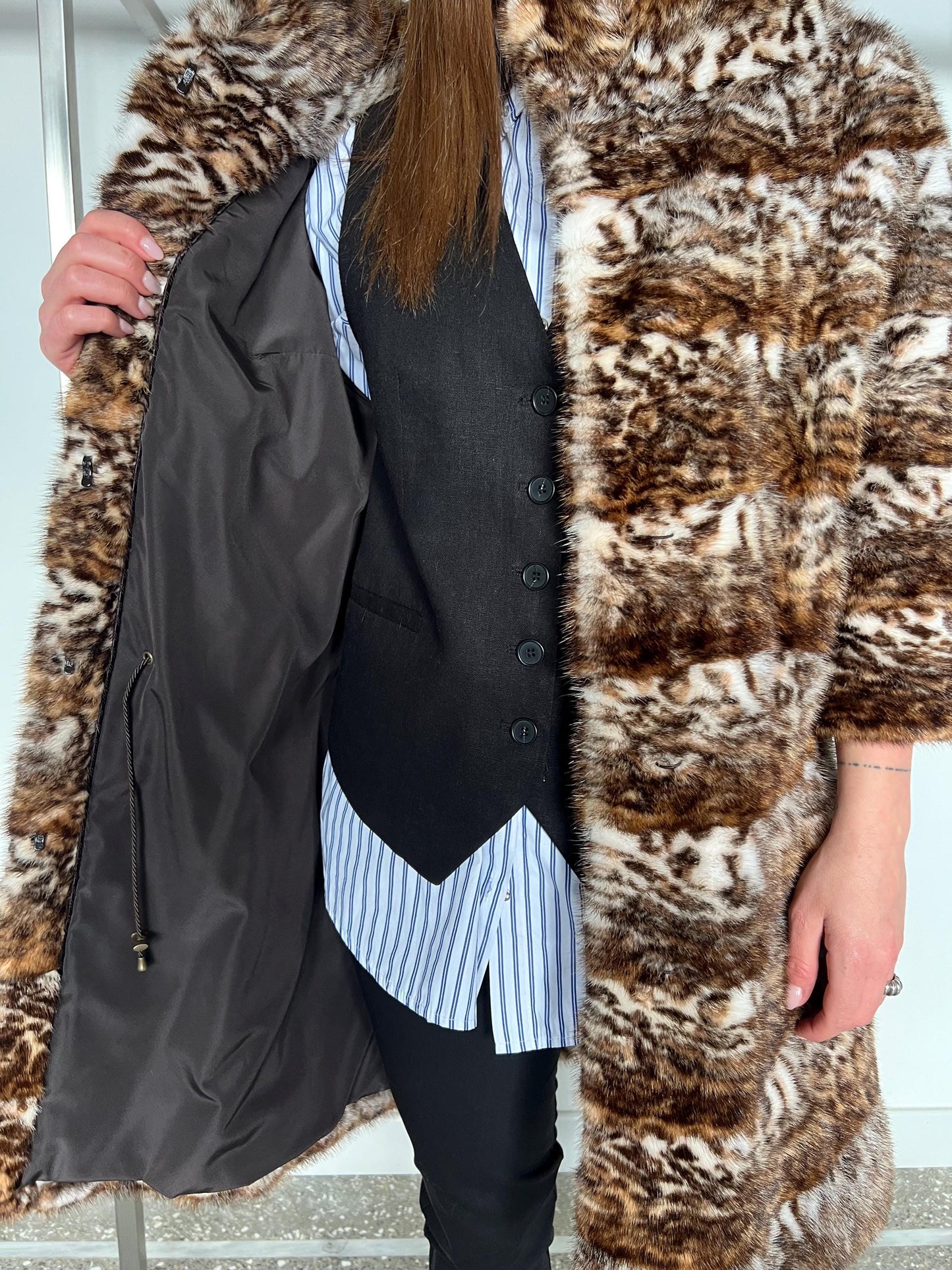 Leopard Print Rabbit Fur Coat: Reversible Dyed Jacket, Medium