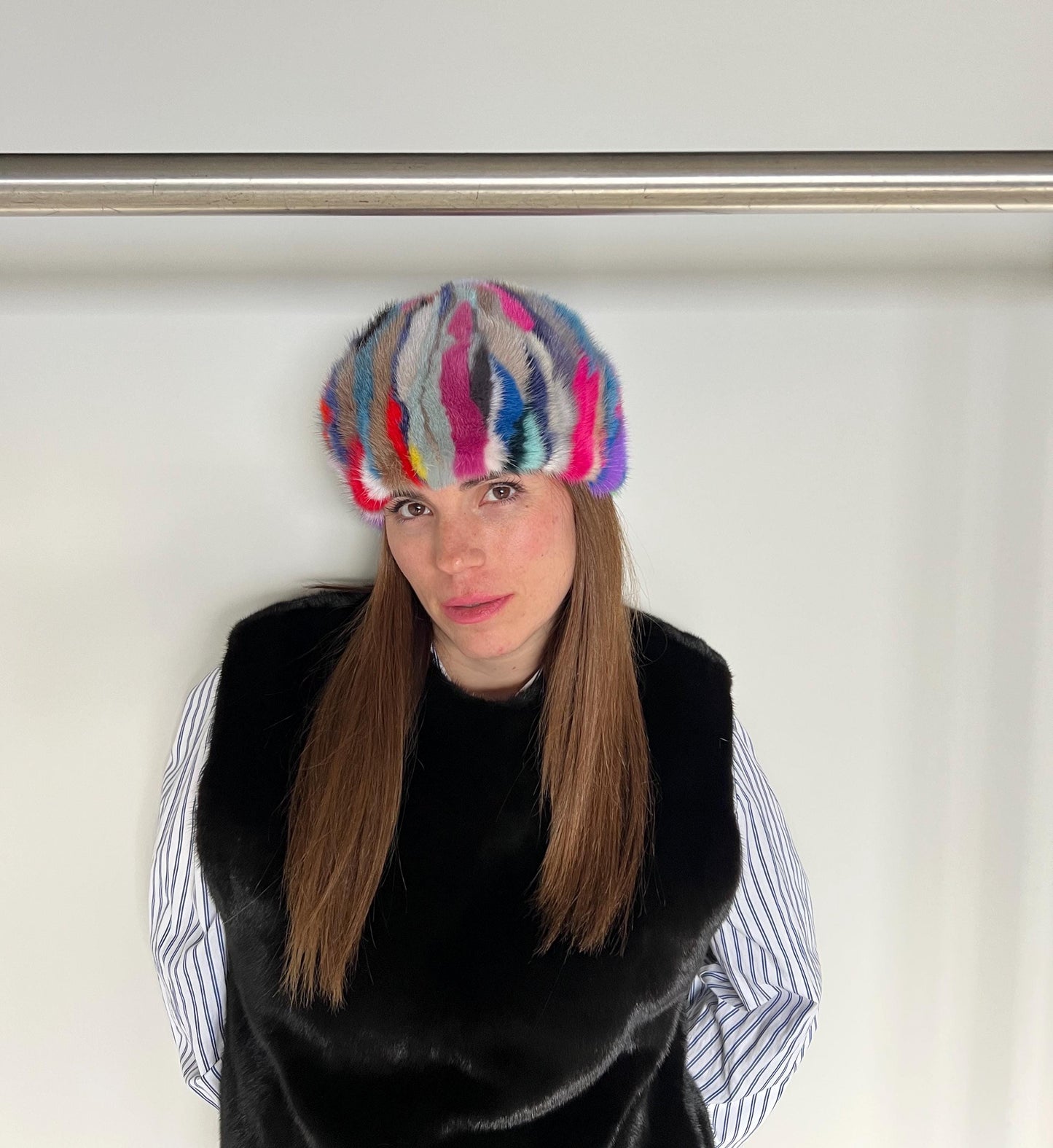 Real Mink Fur Beanie: Multicolored Stylish Hat