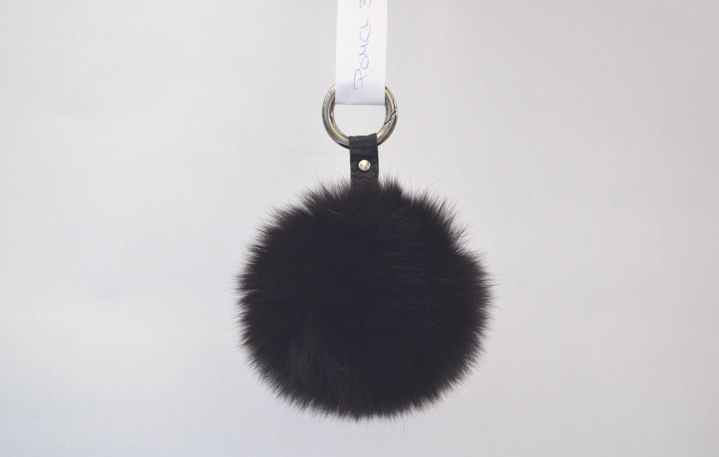 Real Fox Fur Pom Pom, Black Fur Keychain, Bag Charm