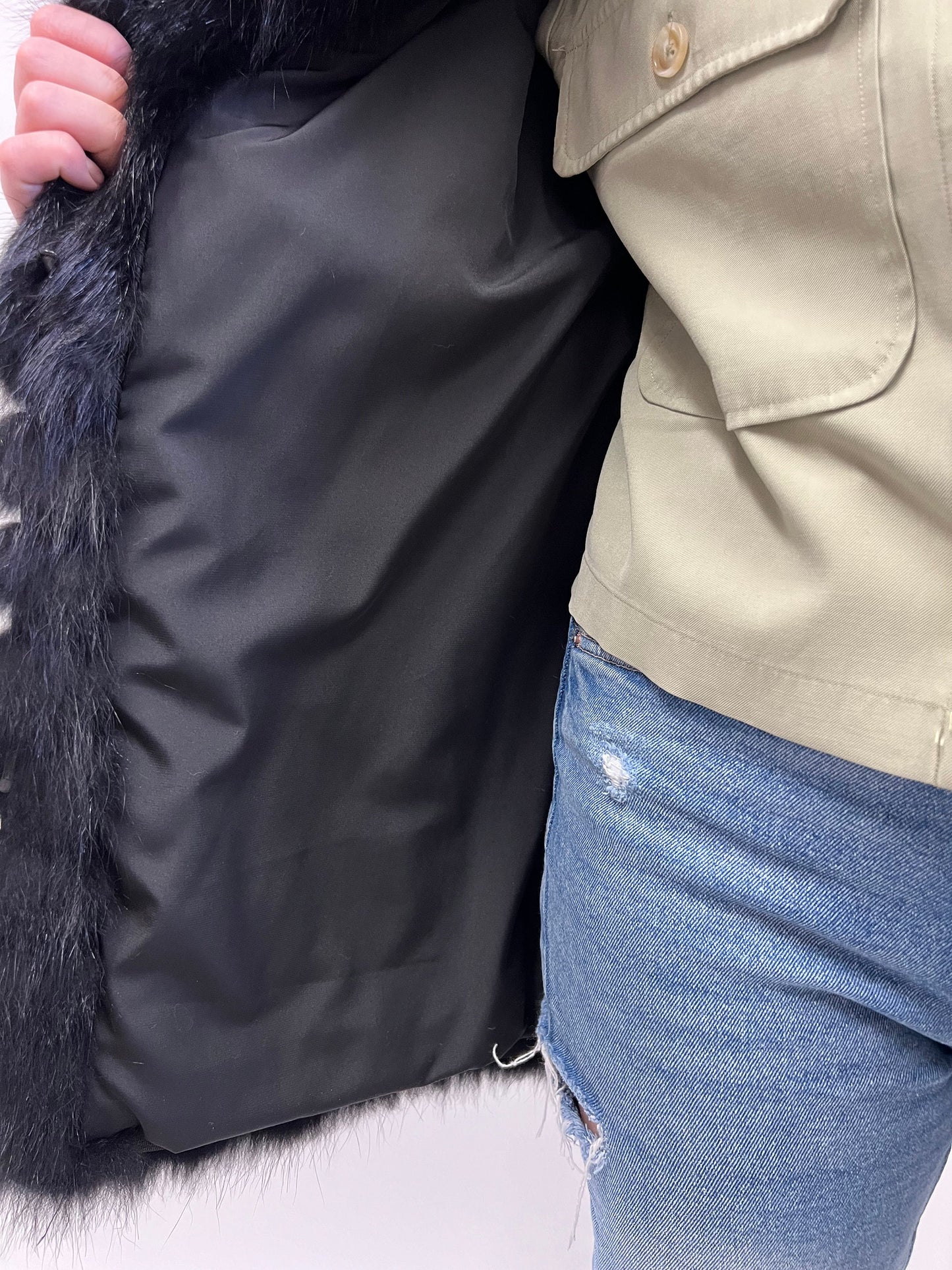 Handmade Black Raccoon Fur Jacket: Winter Everyday Coat