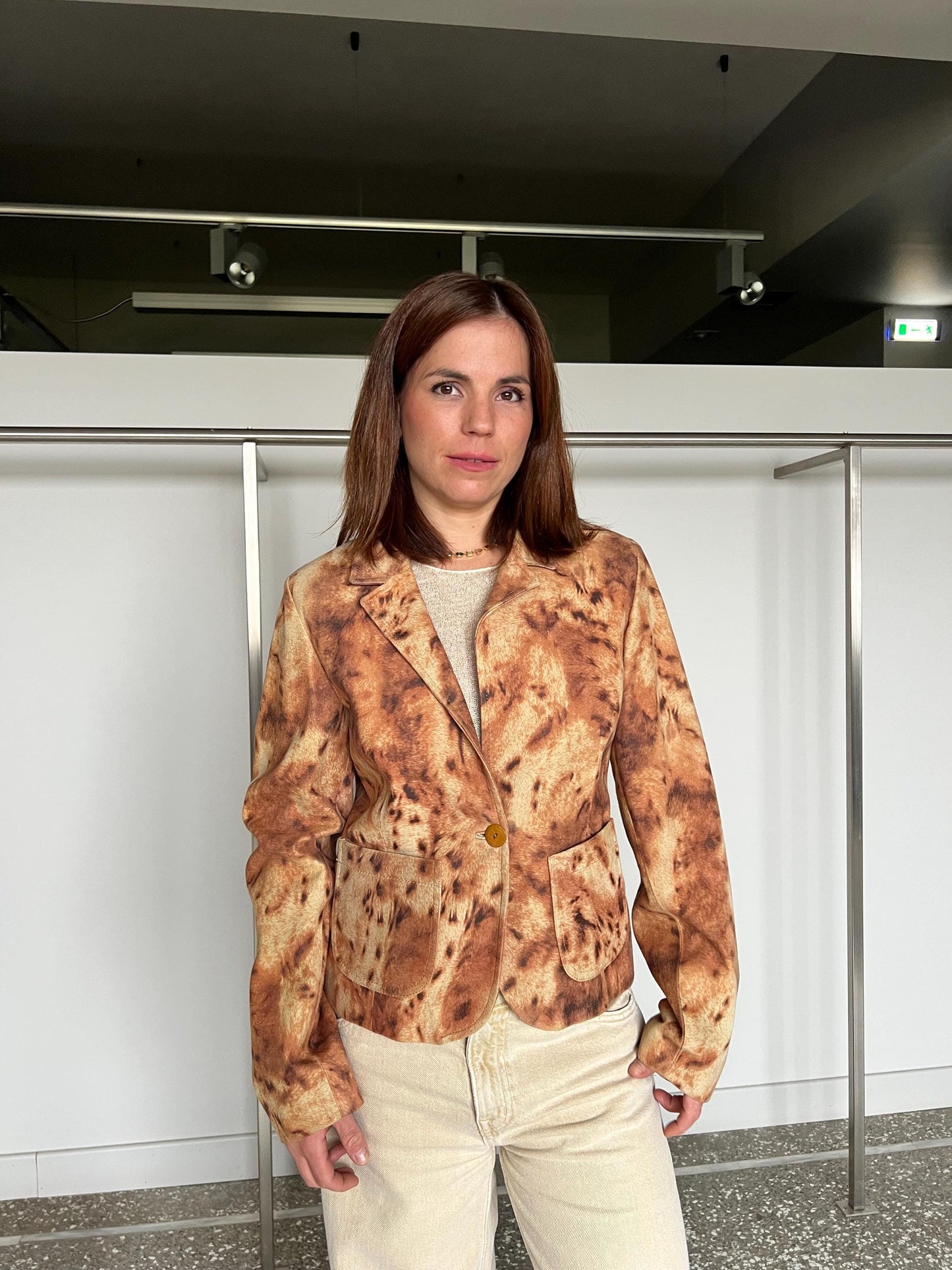 Handmade Suede Lamb Leather Blazer, Light Tan Brown, Made in Greece