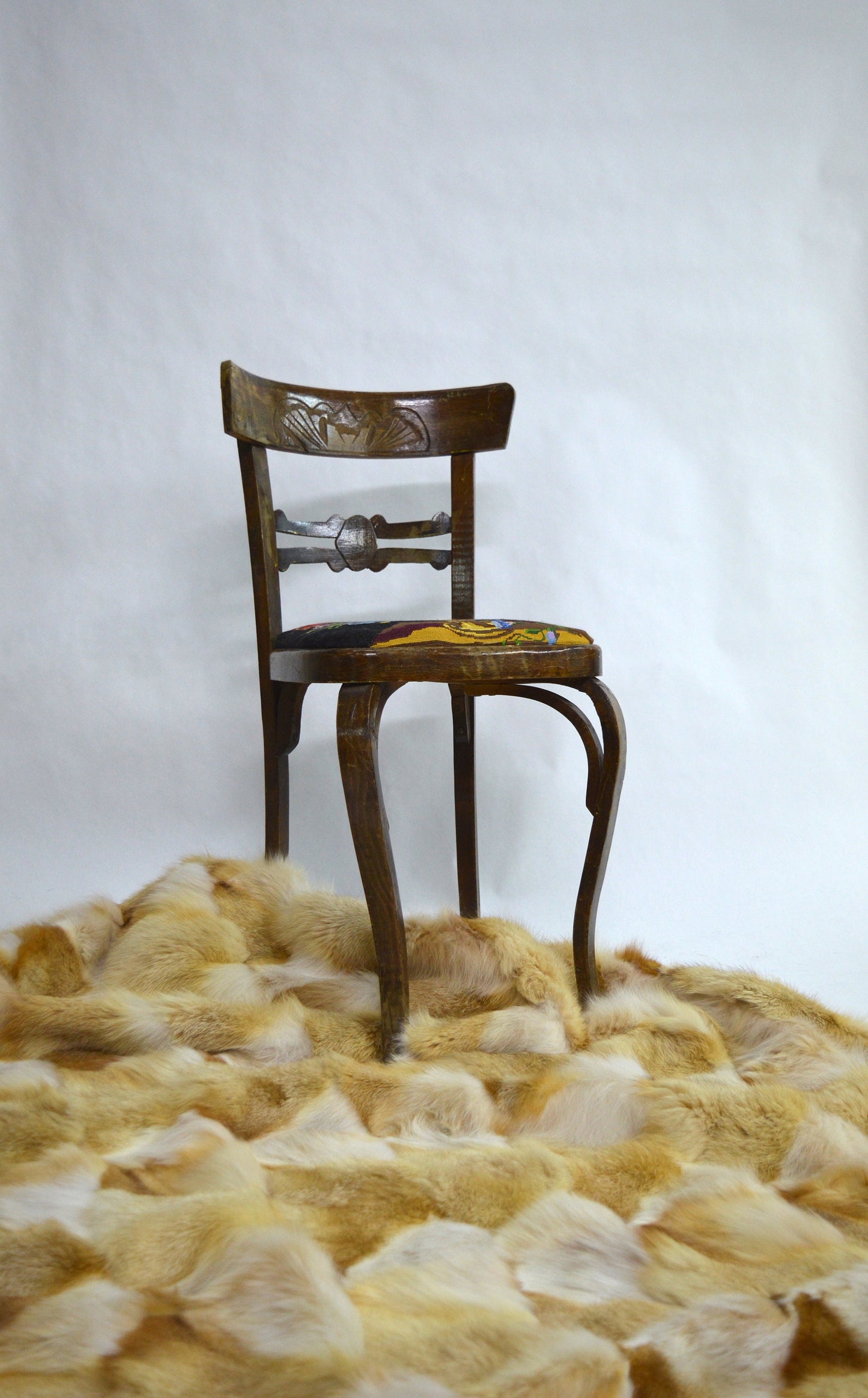 Real Fox Fur Throw Blanket: Decorative Fur Rug, Velour Lining