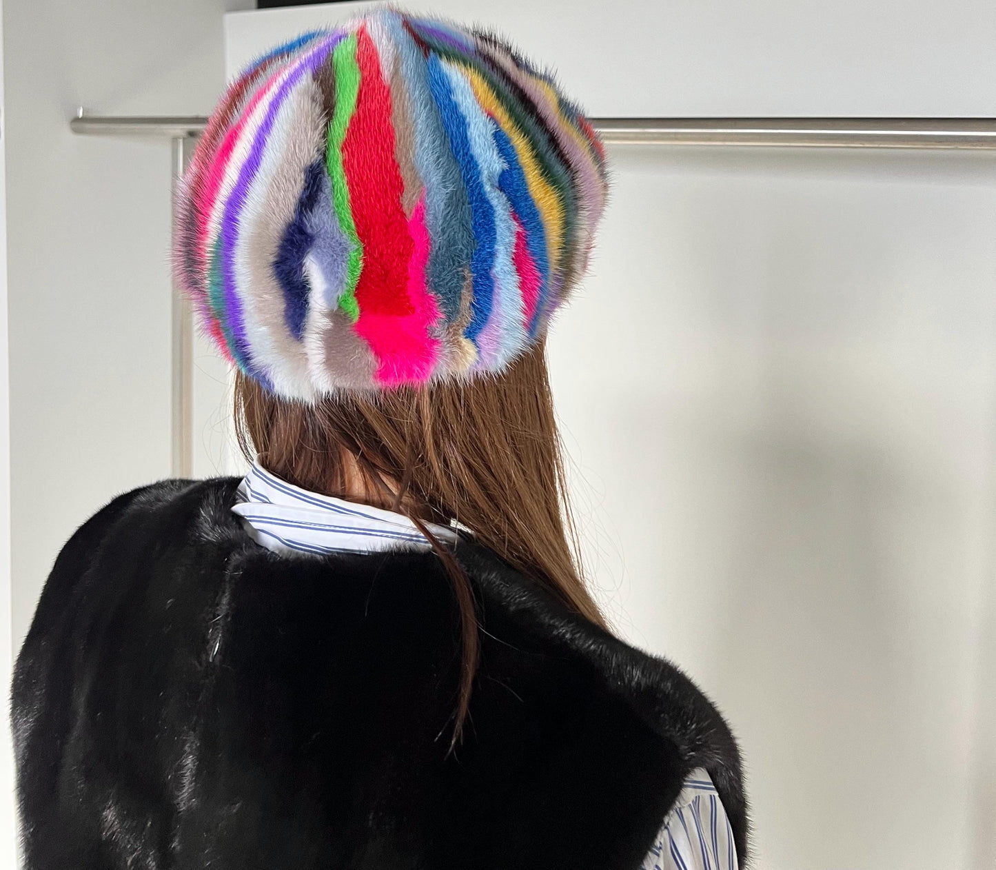 Real Mink Fur Beanie: Multicolored Stylish Hat