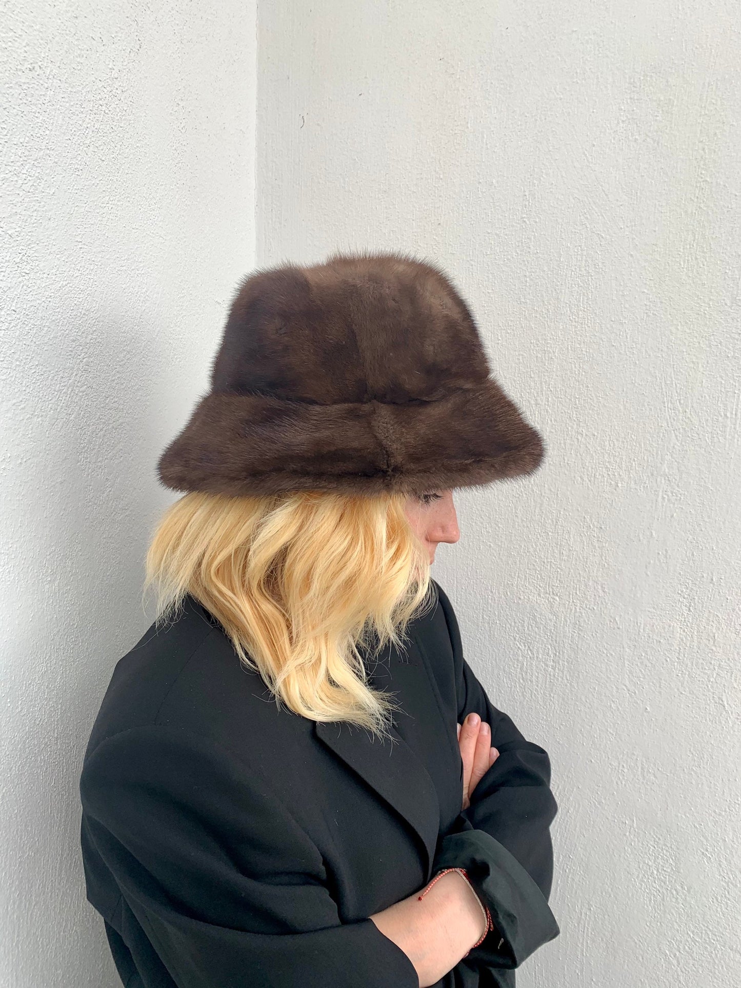 Brown Mink Fur Bucket Hat: Stylish Padded Lining, Head Warmer