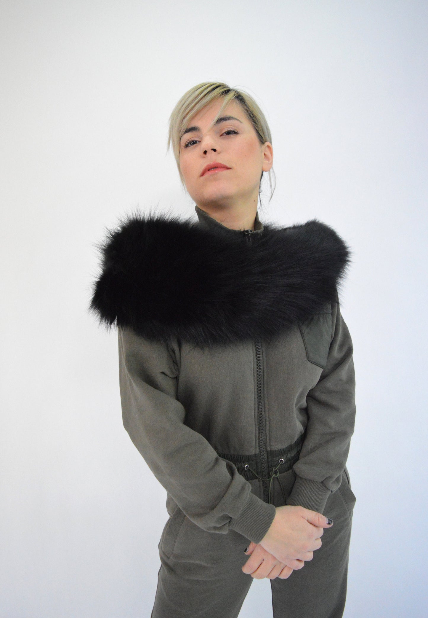 Real Fox Fur Black Collar: Luxury Neck Warmer Stole