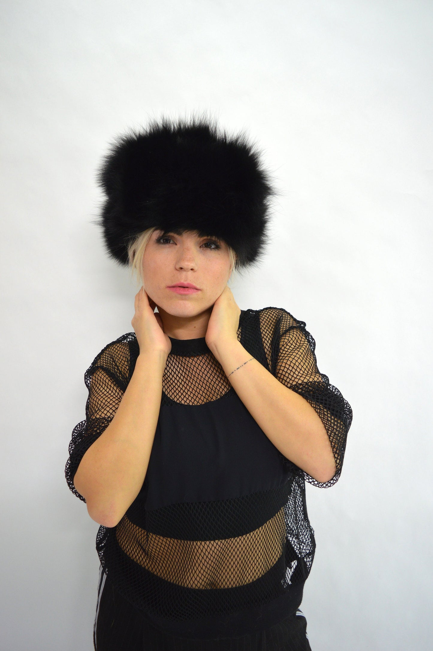 Real Fur Trapper Hat: Black Aviator Winter Cap