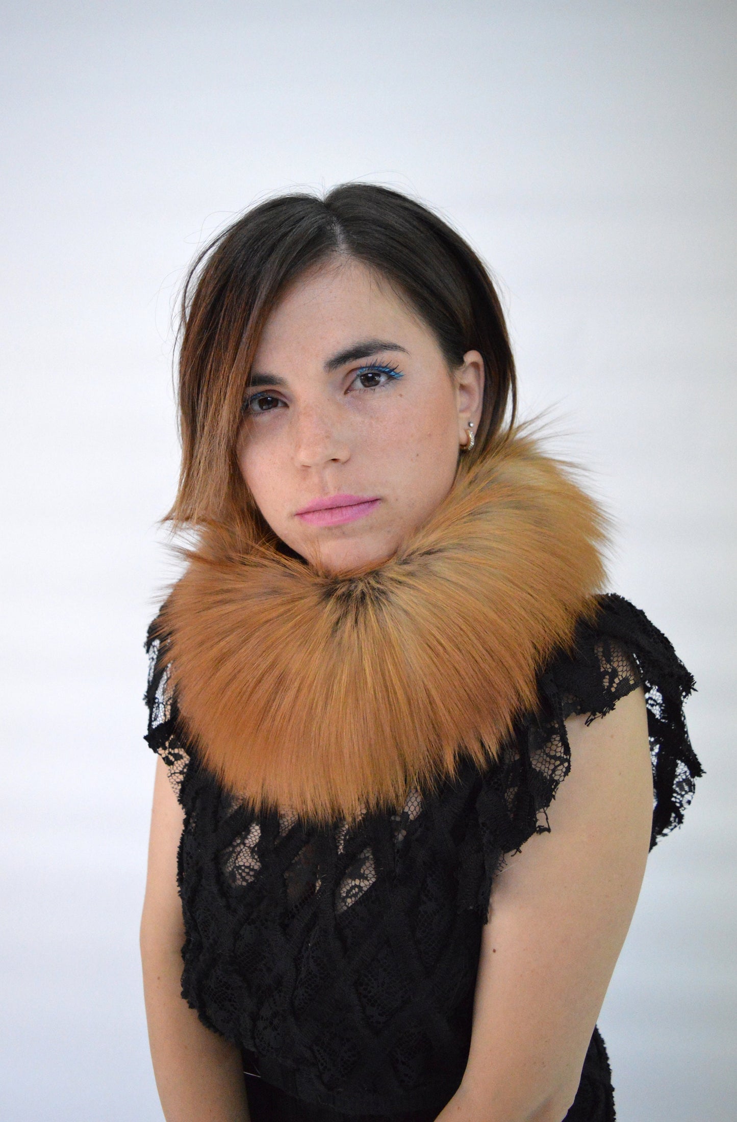 Real Red Fox Fur Headband Collar: Winter Loop Scarf