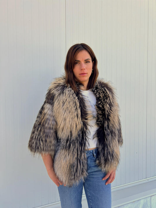 Handmade Cross Fox Fur Jacket: Soft, Lightweight everyday fluffy jacket