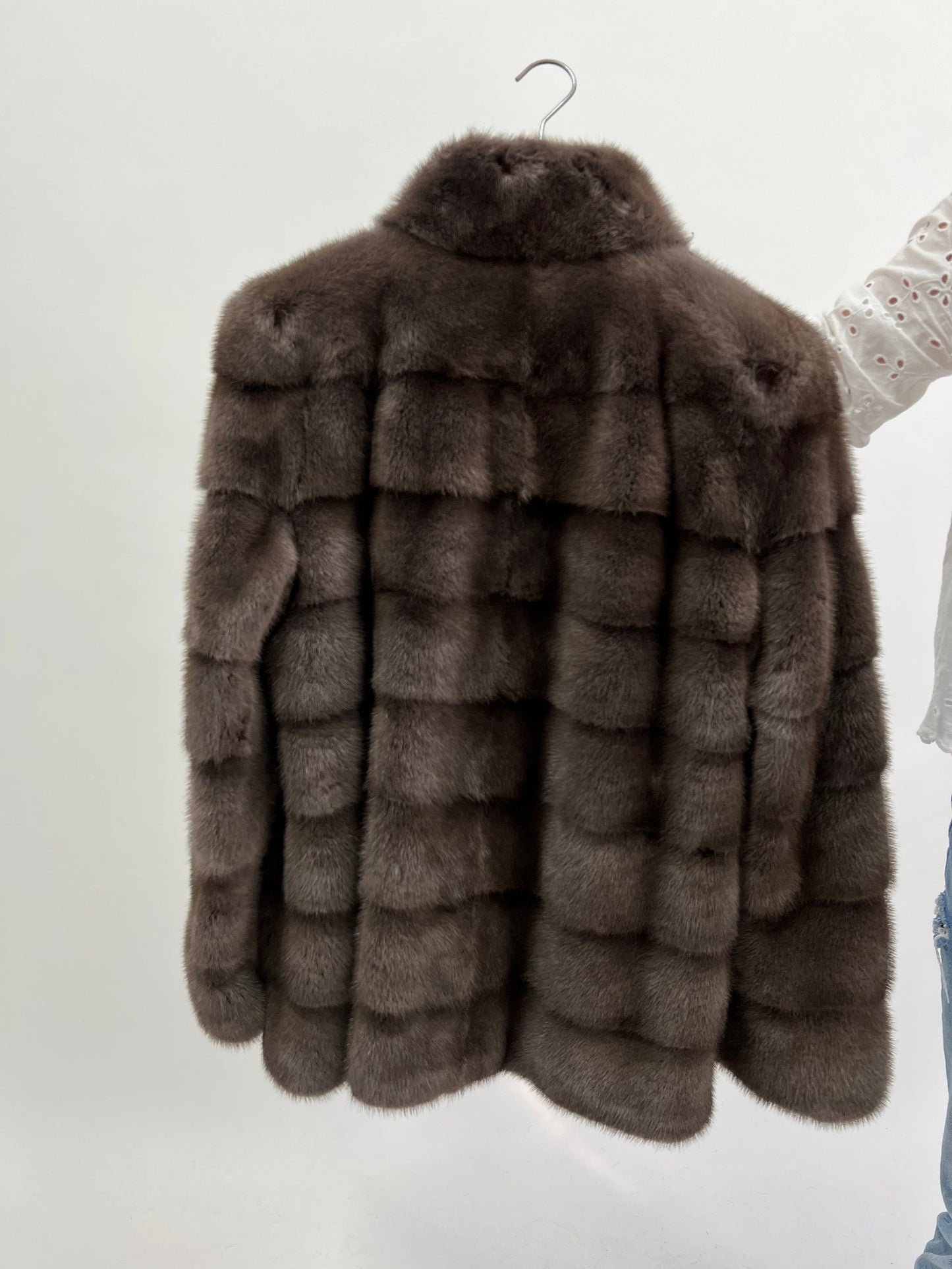 Brown Mink Fur Coat: Full Skin Jacket, Size Small