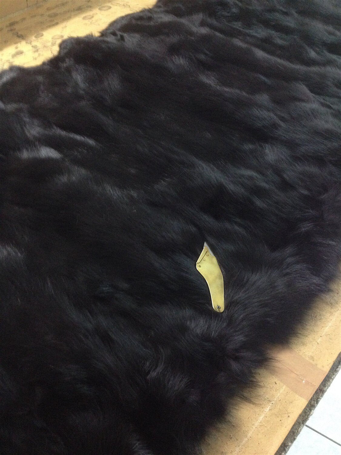 Black Fox Fur Throw Blanket: Genuine Fur Bedspread