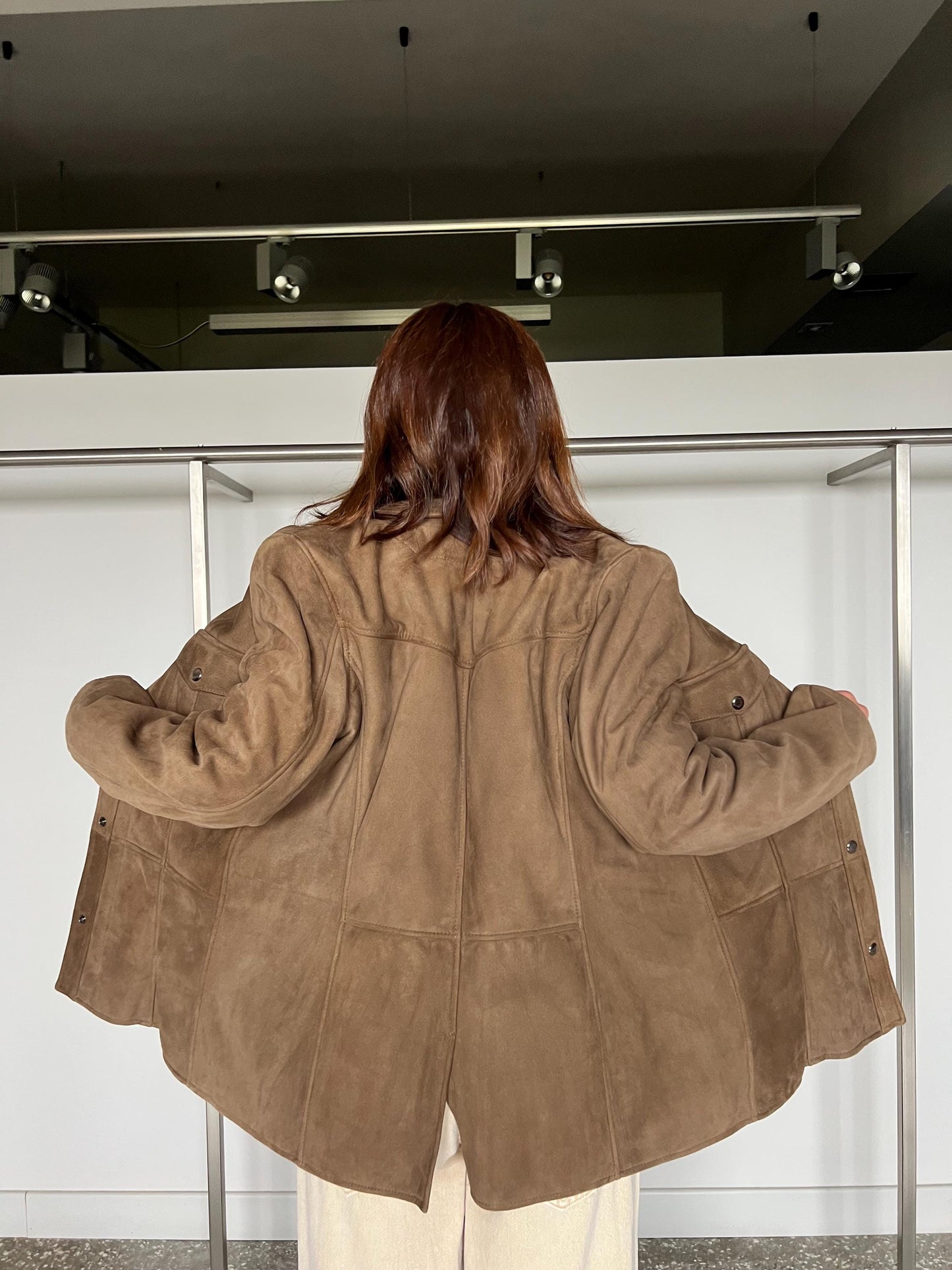 Mocca Suede Leather Over Shirt: Warm Velour Hide, Handmade in Greece.