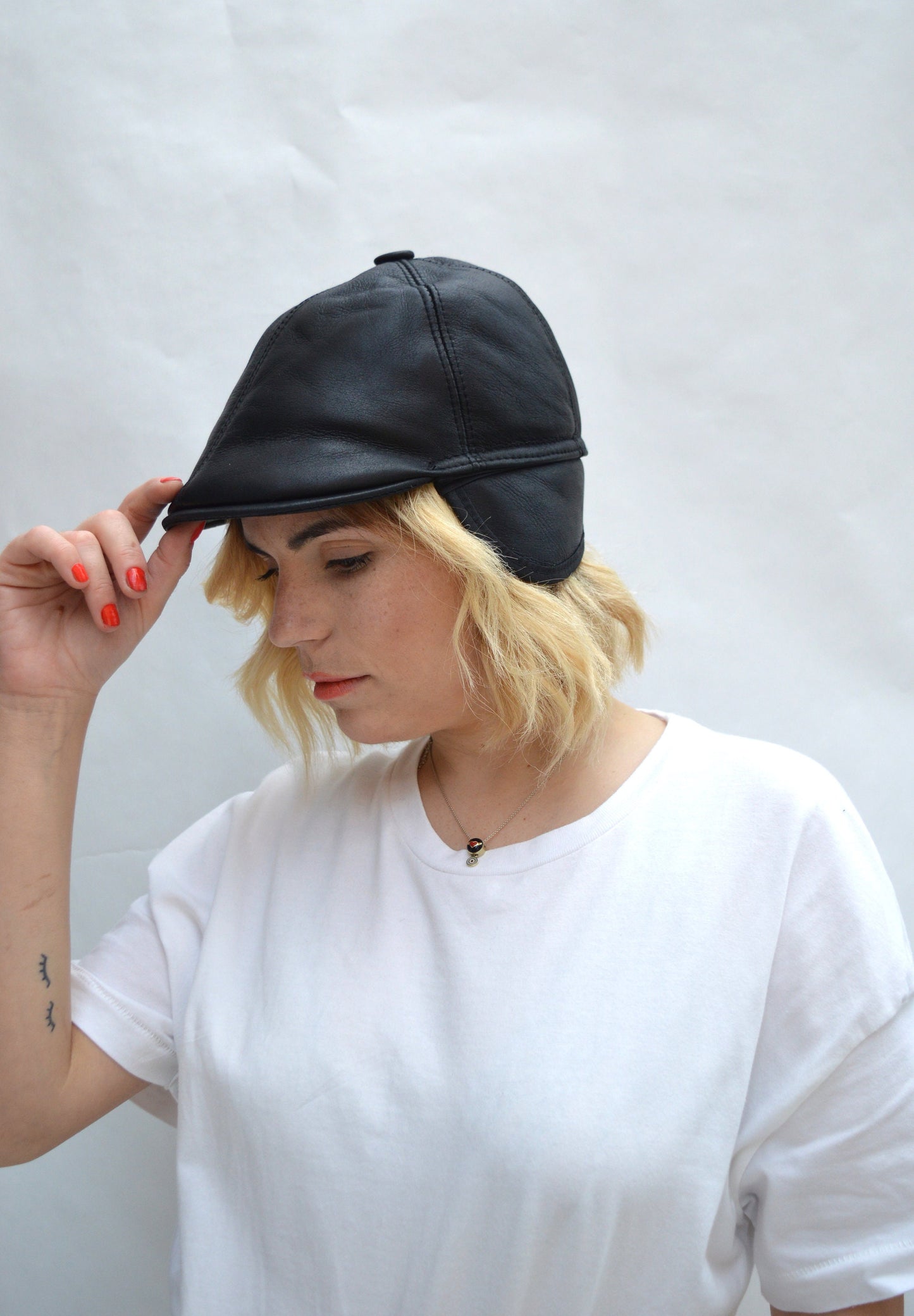 Shearling Equestrian Cap: Sheepskin Cloche Hat with Ear Flaps