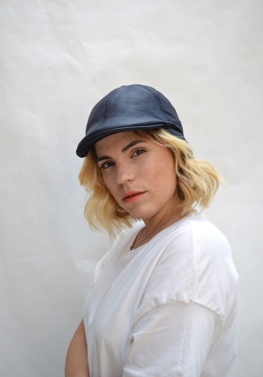 Shearling Equestrian Cap: Sheepskin Cloche Hat with Ear Flaps