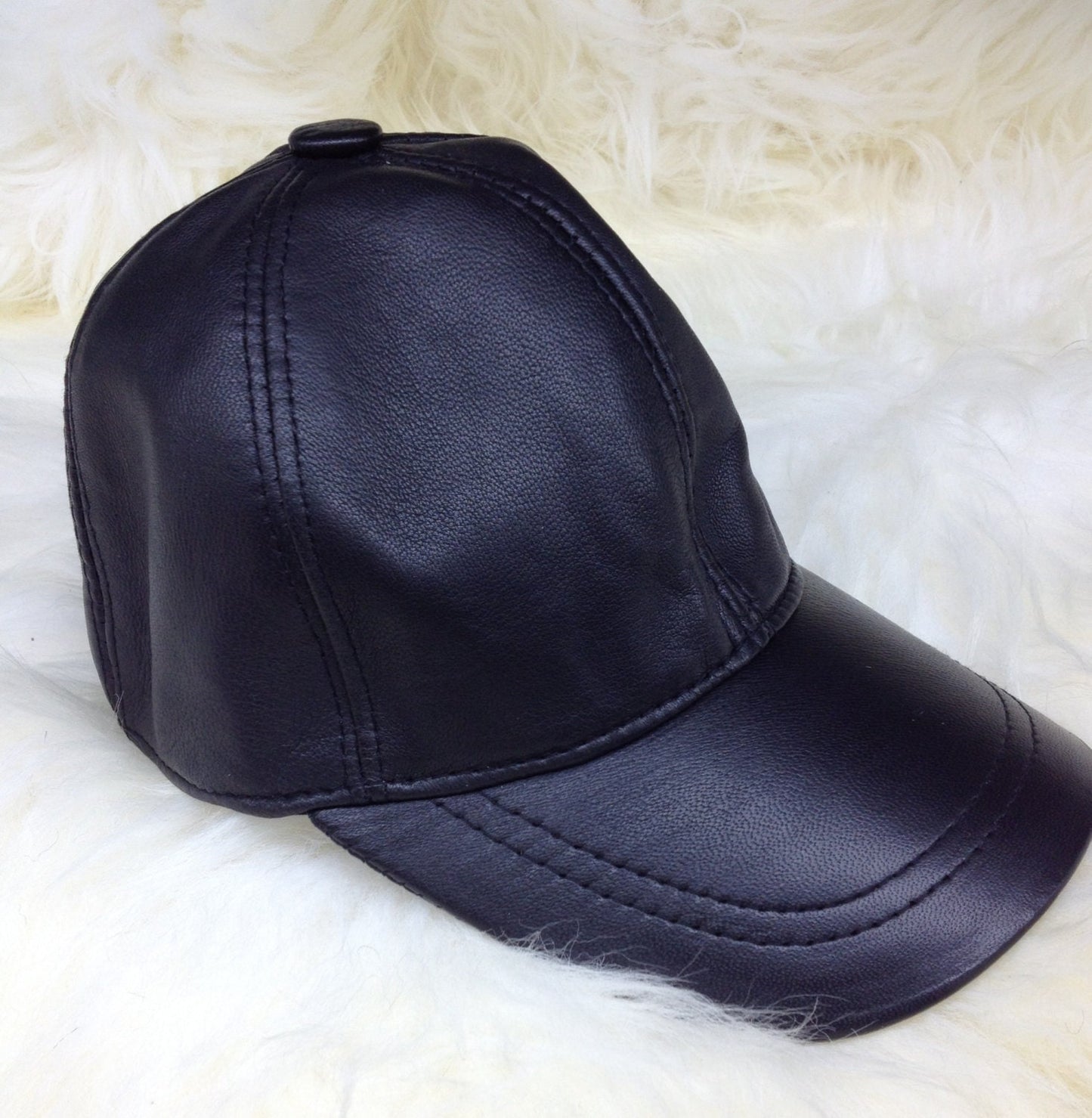 Nappa Leather Cap: Adjustable Velcro Genuine Cowhide Hat