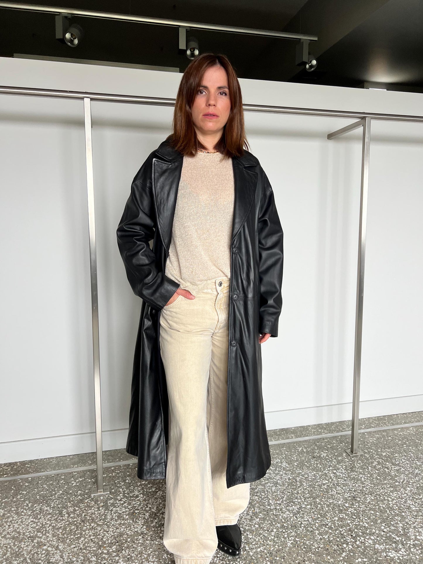 Handmade Black Nappa Leather Coat: Full Length Belted Jacket
