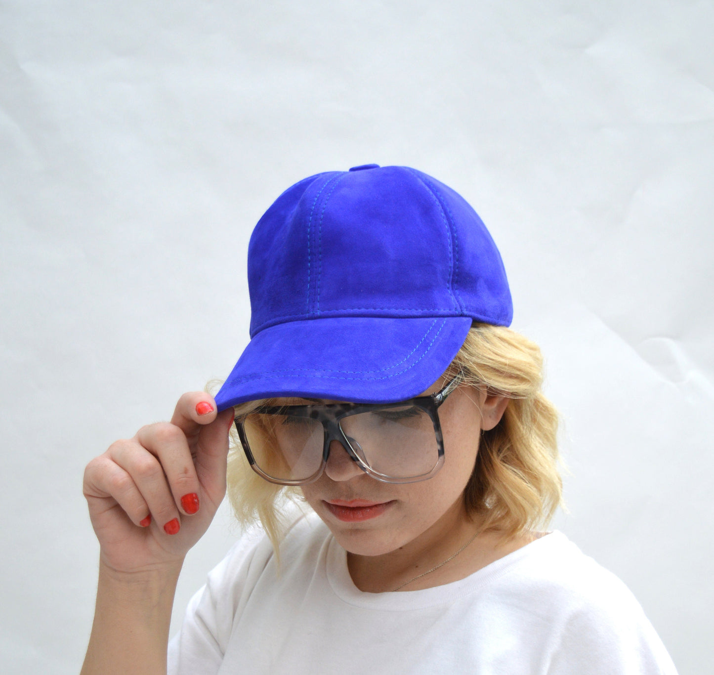 Genuine Suede Leather Cap: Adjustable Cowhide Jockey Hat