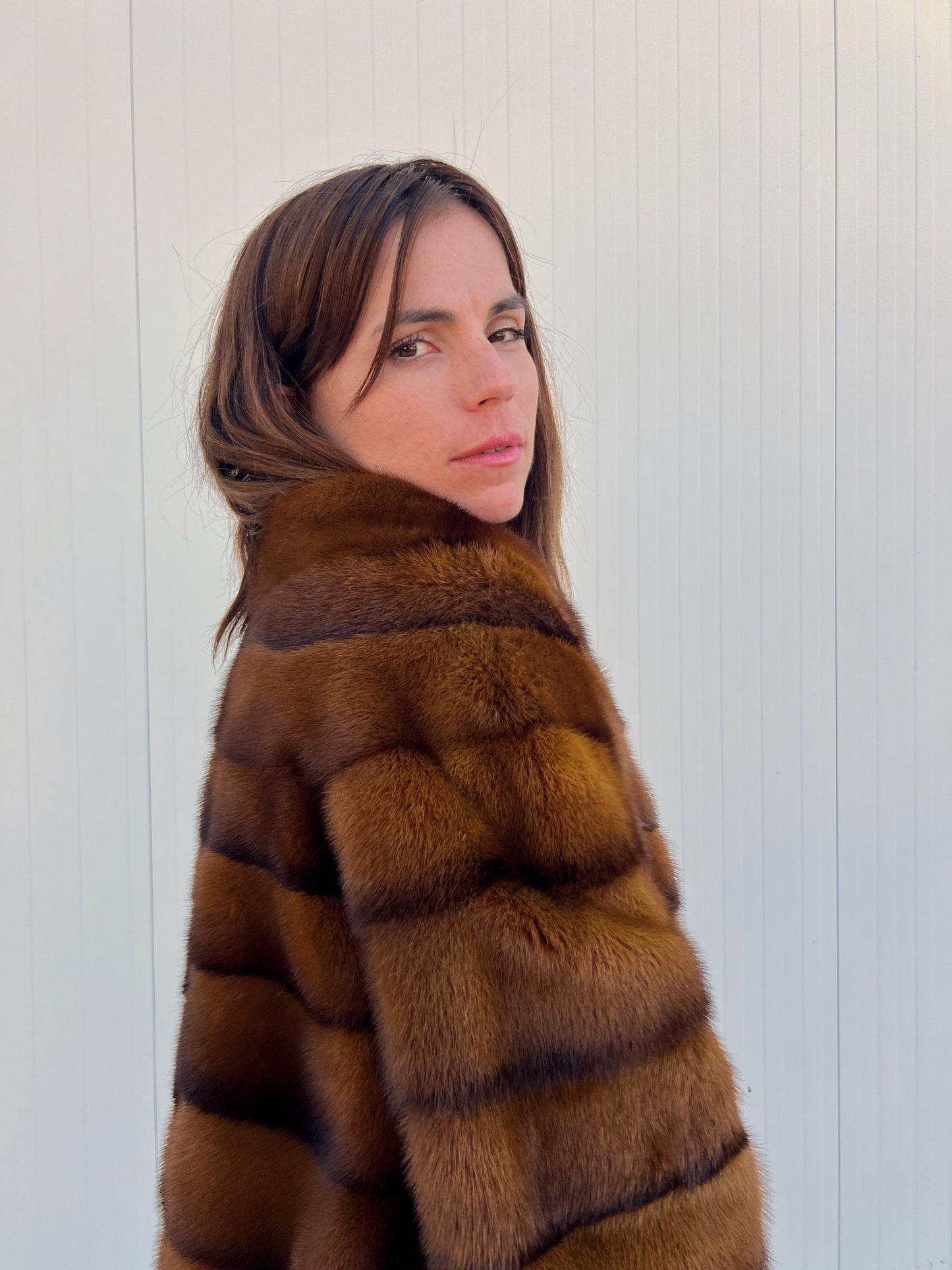 Golden Mink Fur Coat: Saga Lavish Full Skin Jacket, Size Medium
