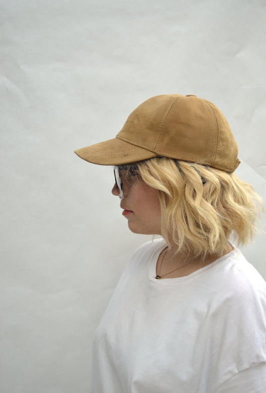 Suede Leather Baseball Cap: Adjustable Genuine Cow Leather