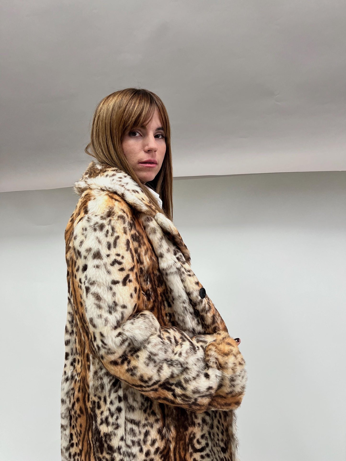 Reversible Rabbit Fur Coat: Brown Leopard Print Jacket