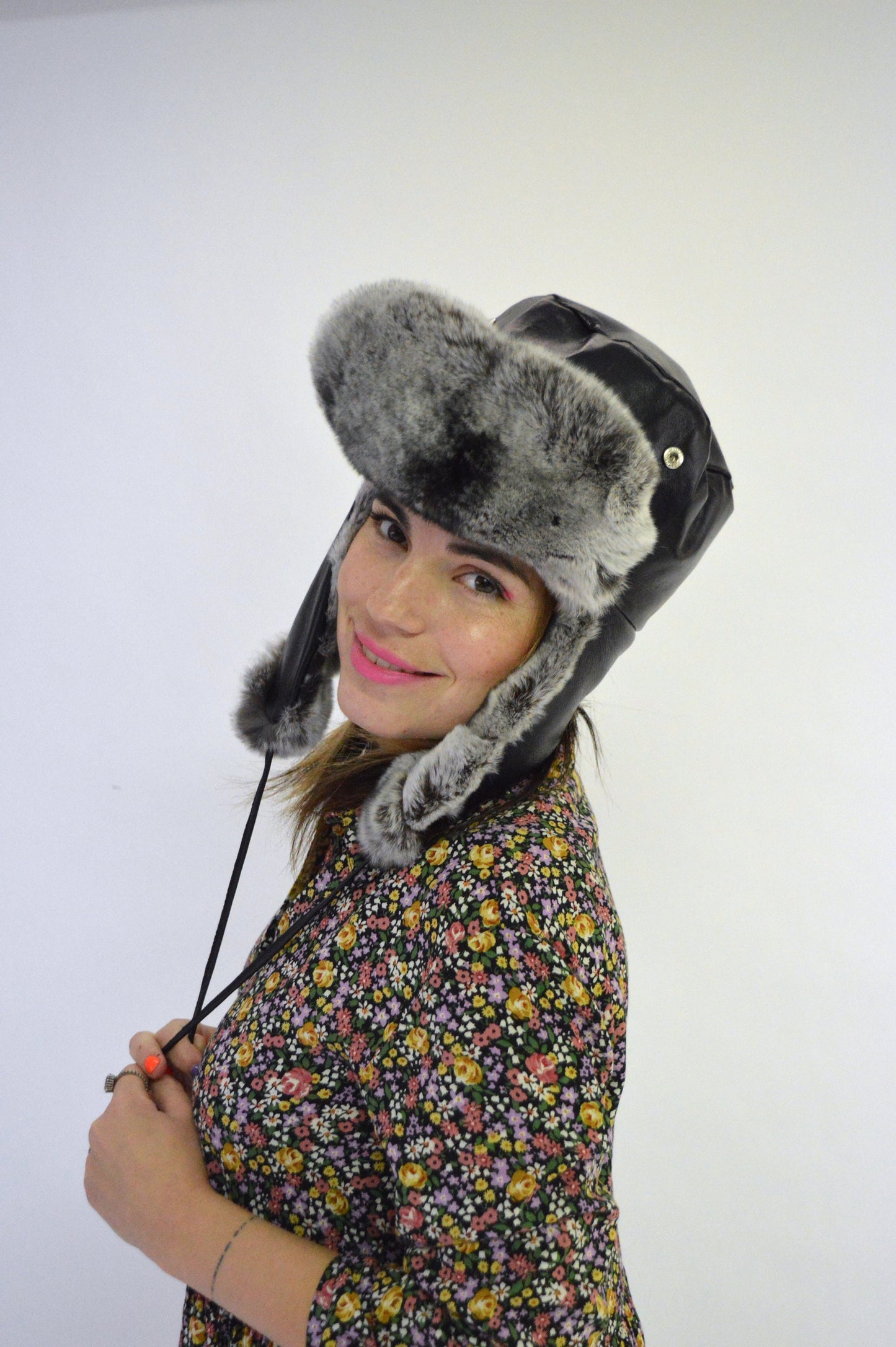 Leather Rabbit Fur Trapper Hat: Aviator Style, Warm Winter Hat