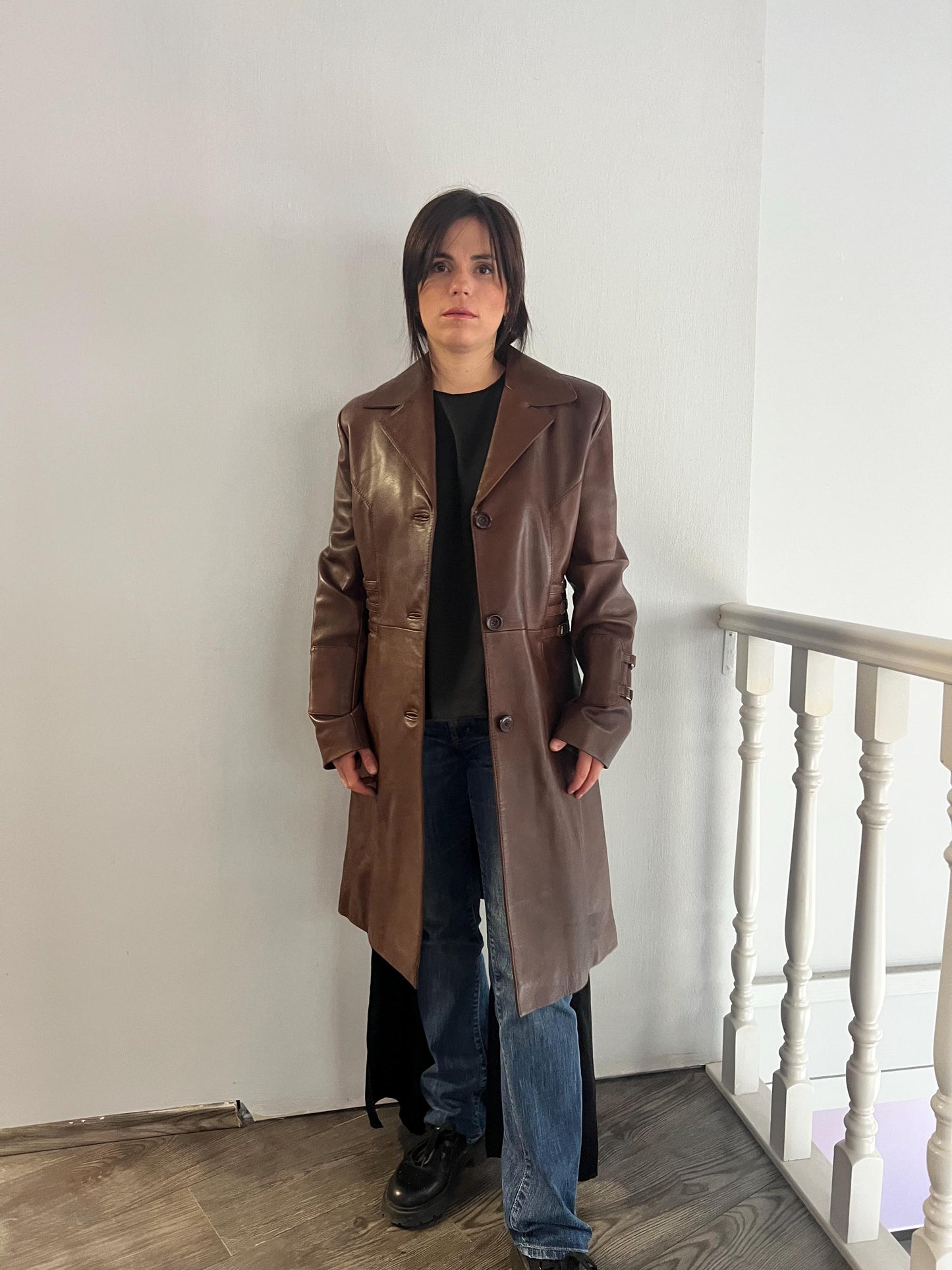 Handmade Nappa Lamb Leather Coat - Tobacco Brown - Made in Greece
