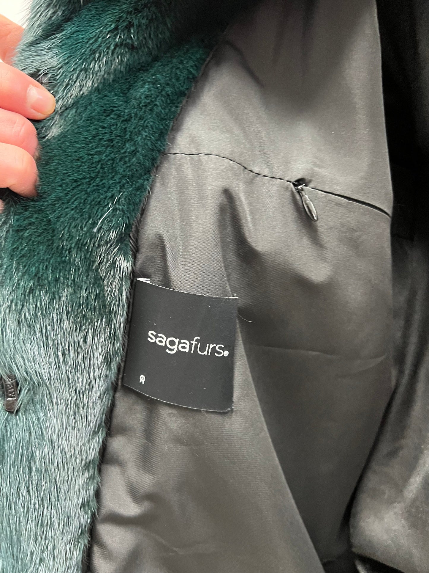 Emerald Green Mink Fur Coat - Full Skin Let Out - Size M/L/XL