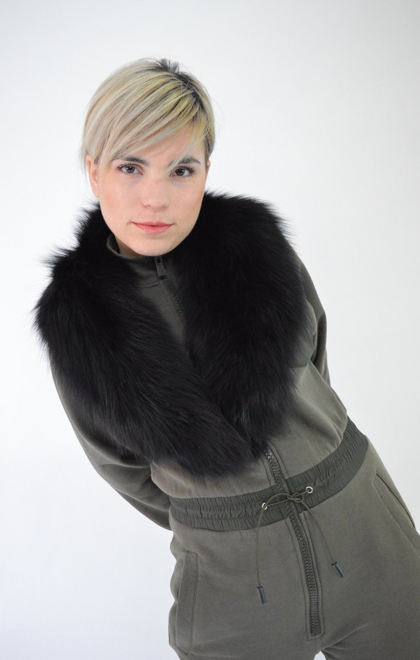 Real Fox Fur Black Collar: Luxury Neck Warmer Stole