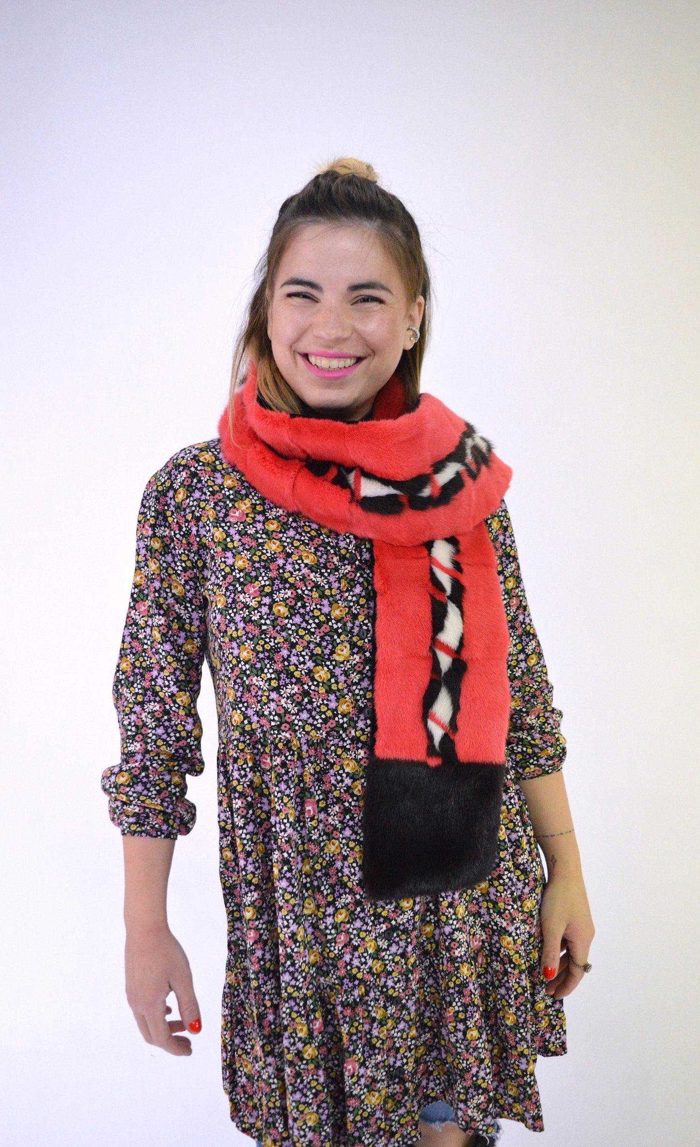Multicolour Mink Fur Scarf: Handmade Neck Warmer Loop