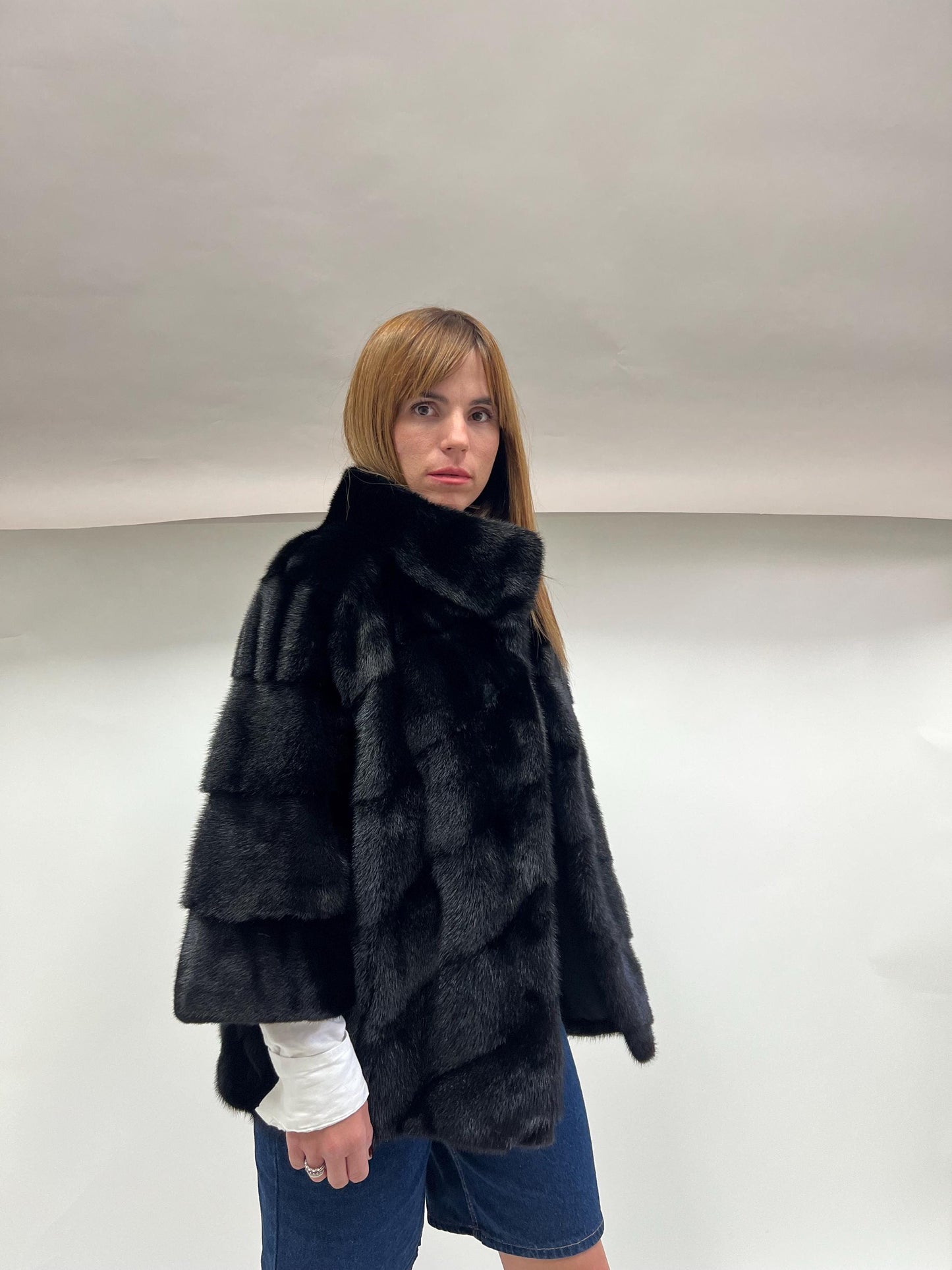 Real Black Mink Fur Coat - Copenhagen Pelt, Lightweight