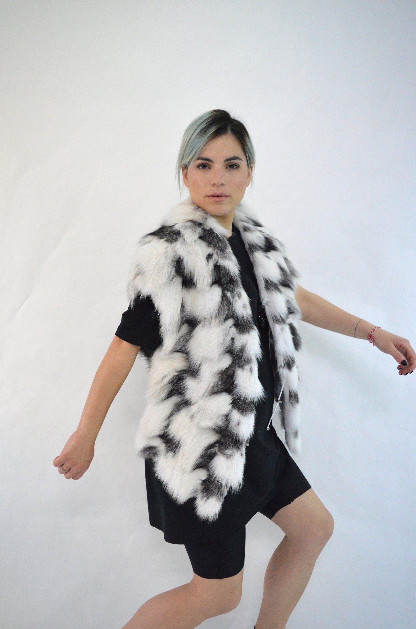 White Fox Fur Stole: Bridal Bolero Shawl, Size Small