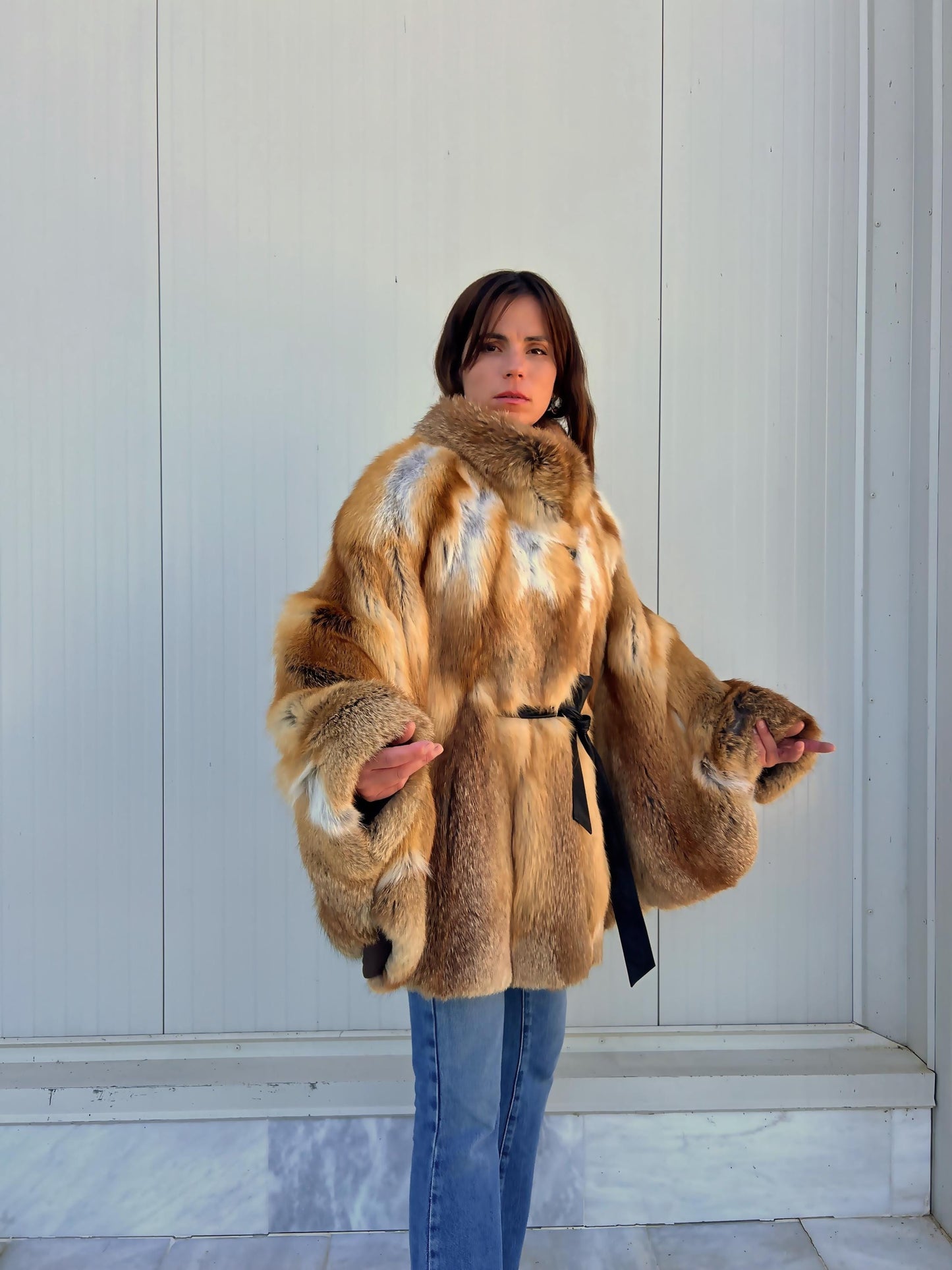 Real Red Fox Fur Cape: Handmade Oversized Fur Clip Closure