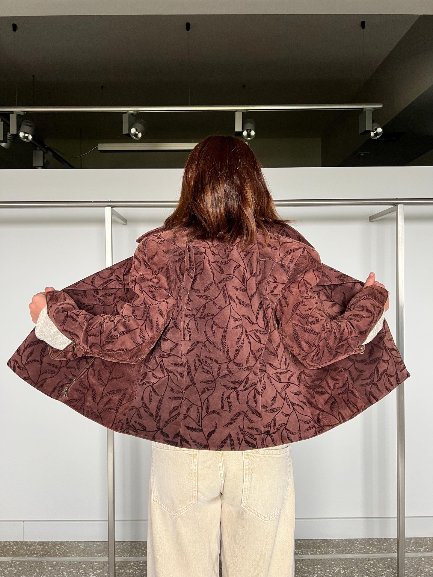 Brocade Suede Lamb Leather Blazer - Handmade In Greece