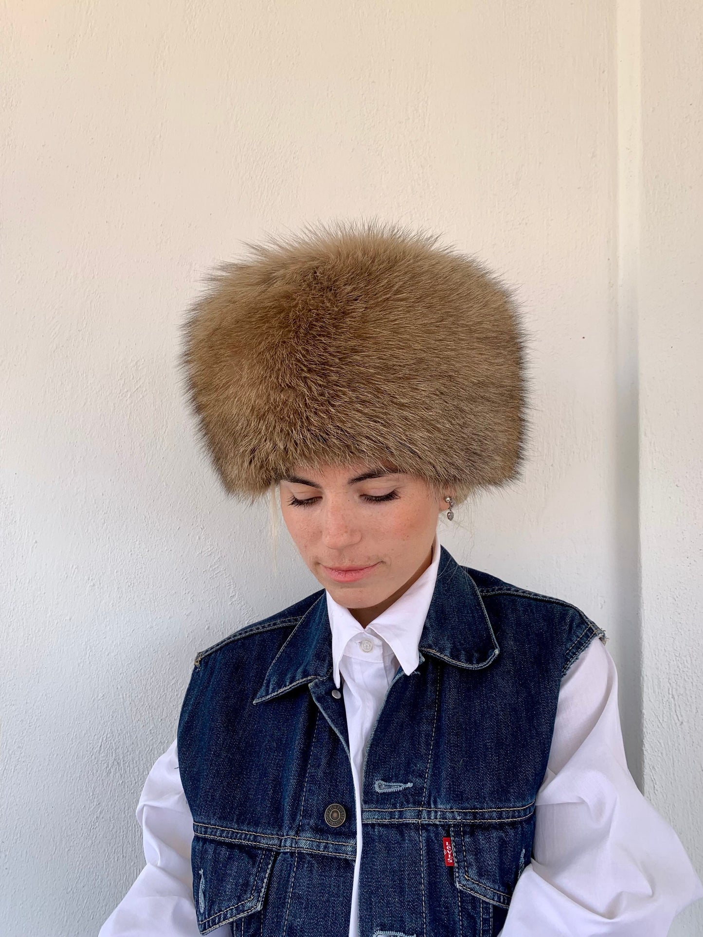 Real Camel Fox Fur Cossack Hat, Saga Assured, Padded Winter Hat