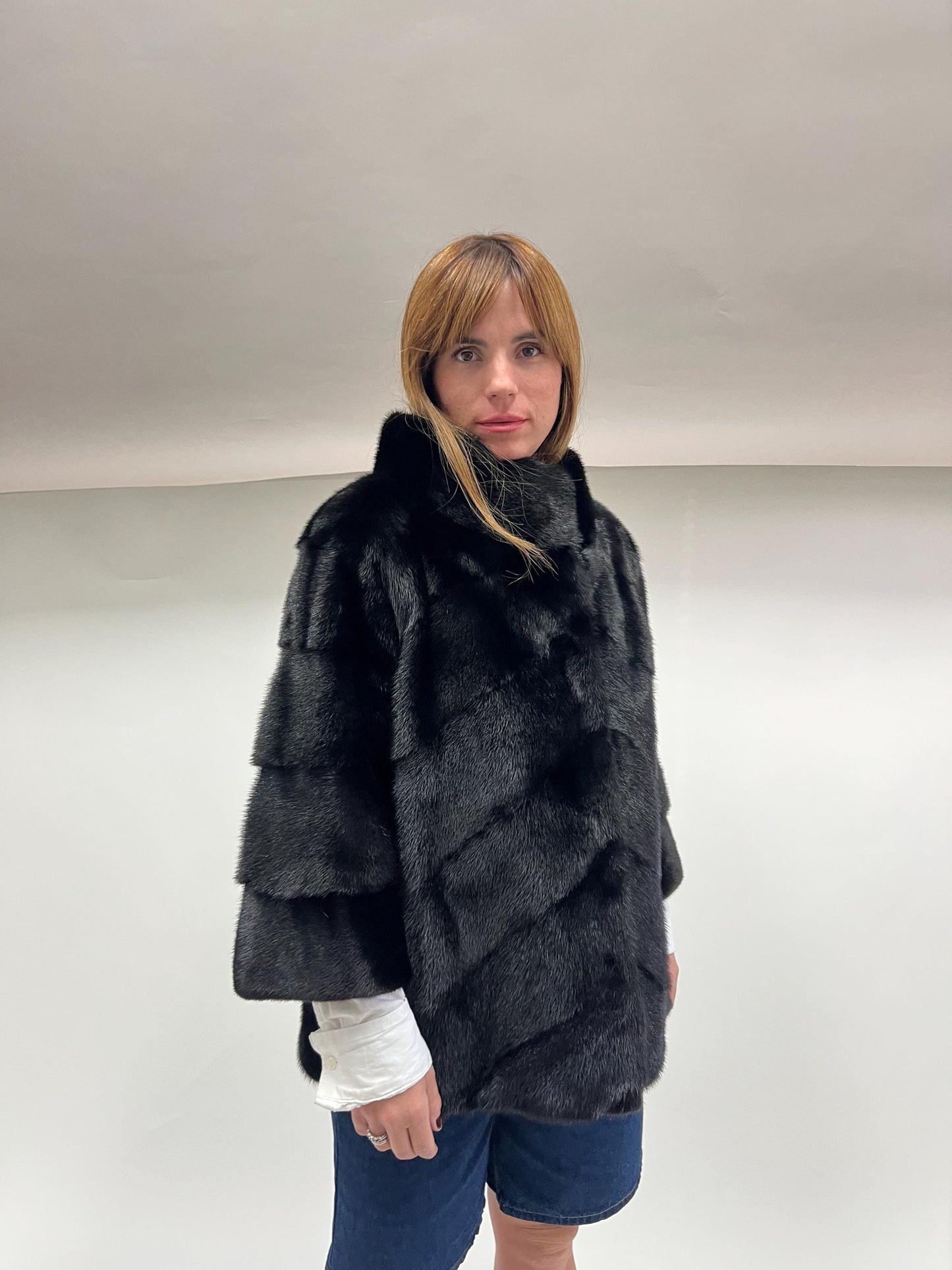 Real Black Mink Fur Coat - Copenhagen Pelt, Lightweight
