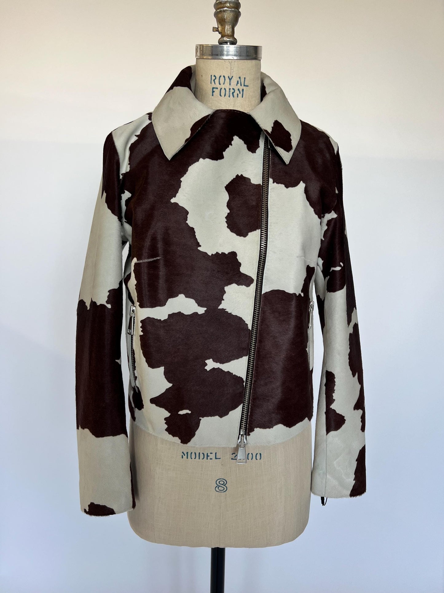 Hair-On Cowhide Leather Biker Jacket: Handmade Calf Fur, Greece