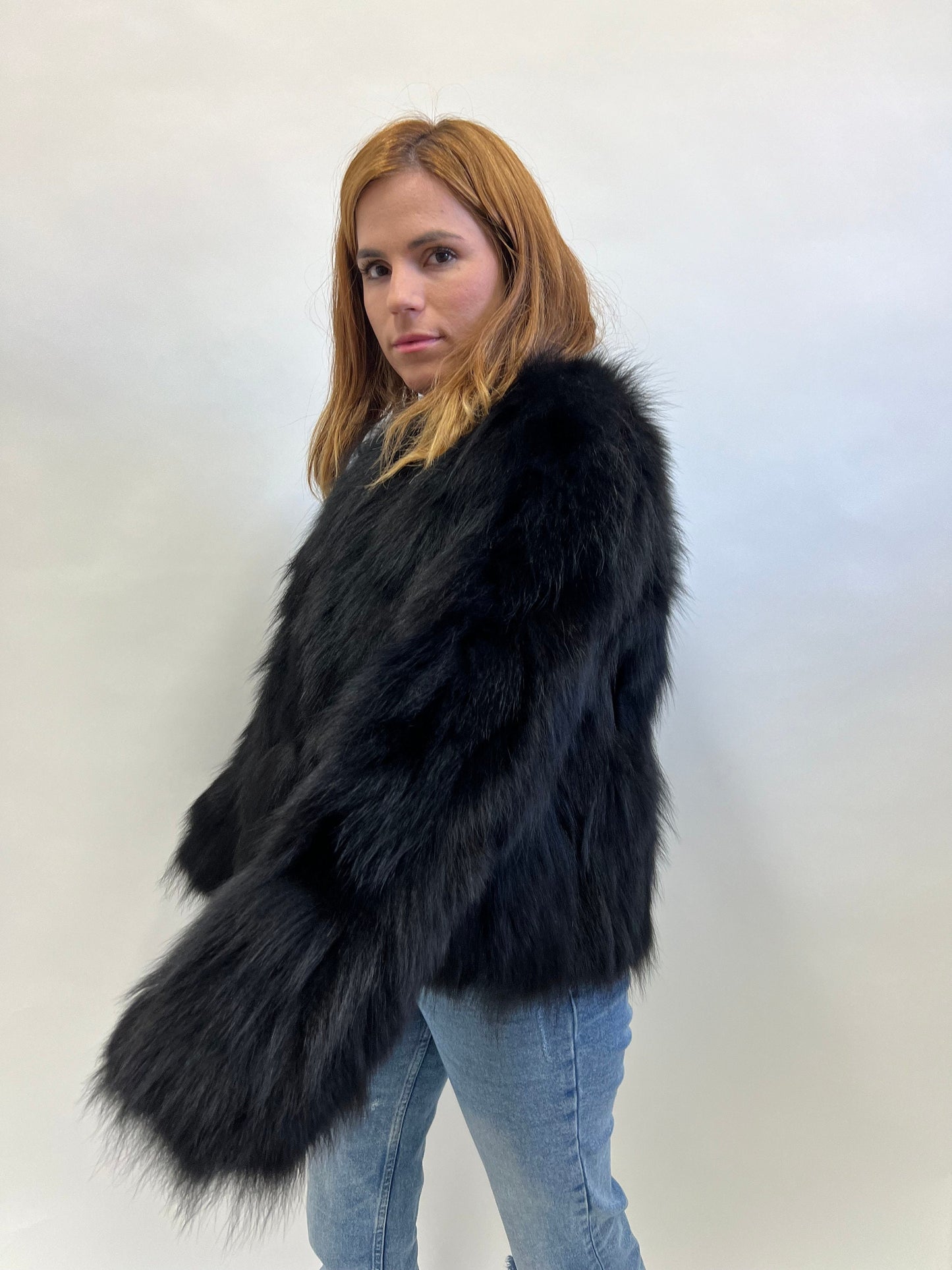 Real Black Fox Fur Jacket: Handmade Winter Coat
