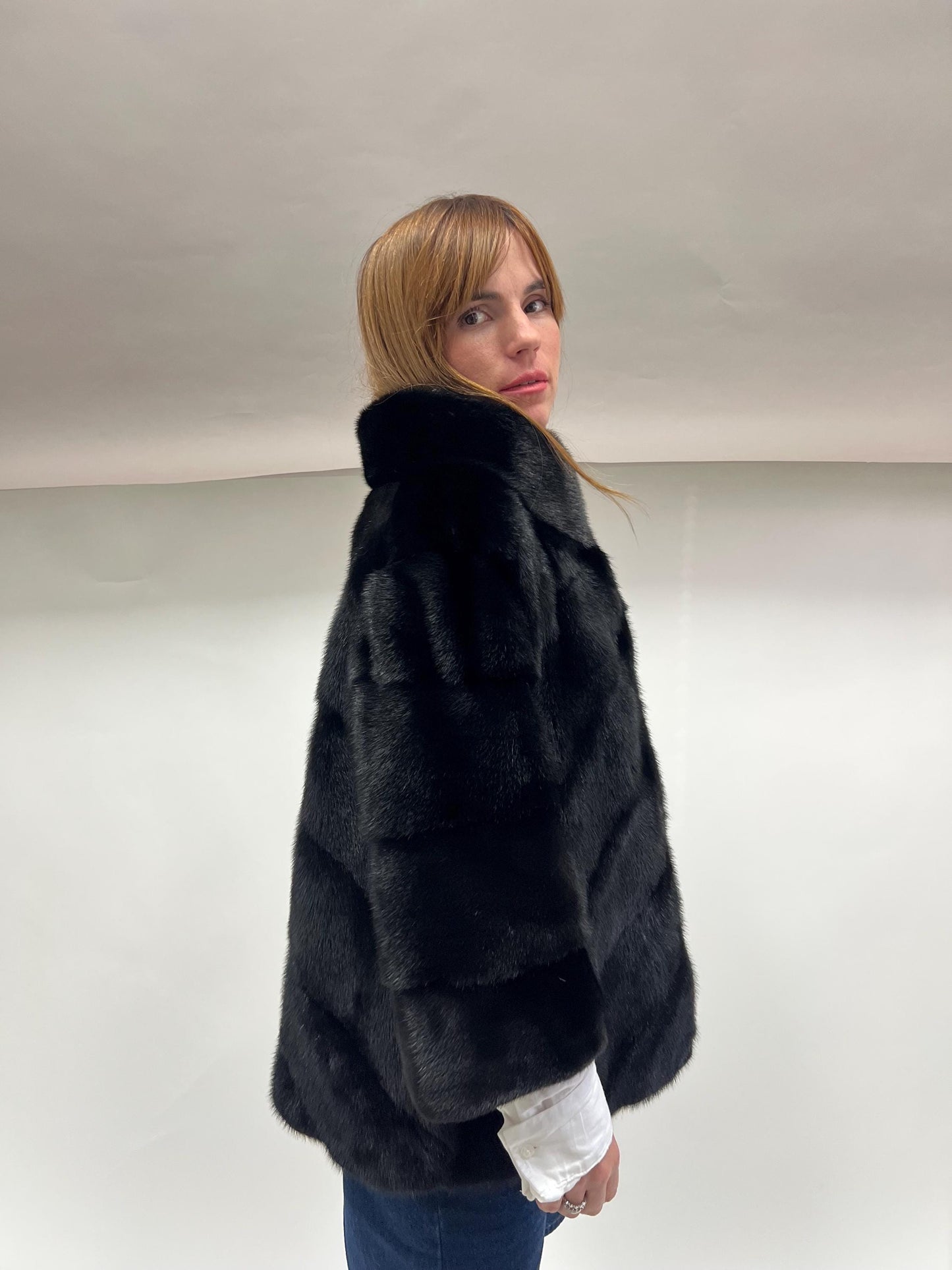 Real Black Mink Fur Coat - Copenhagen Pelt, Lightweight