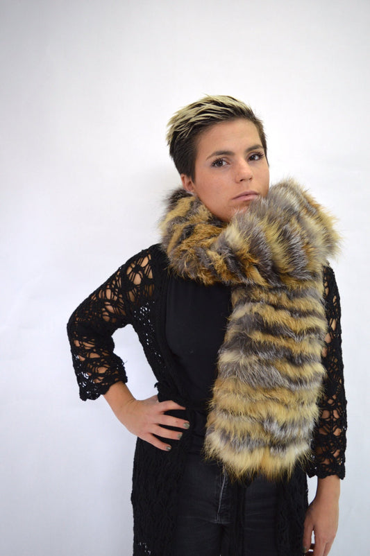 Real Fox Fur Scarf: Extra Long Neck Warmer Wrap