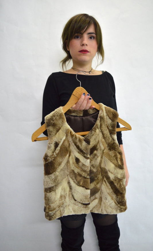 Sheared Nutria Fur Infant Vest, Brown Kids Vest