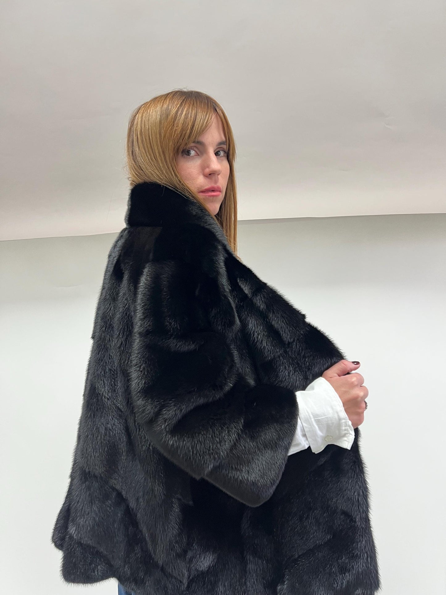 Real Black Mink Fur Coat - Copenhagen Pelt, Lightweight