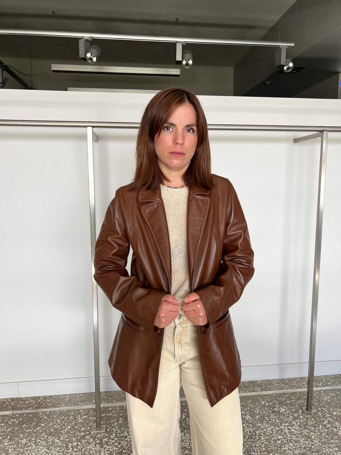 Handmade Nappa Lamb Leather Jacket - Caramel Brown - Made in Greece