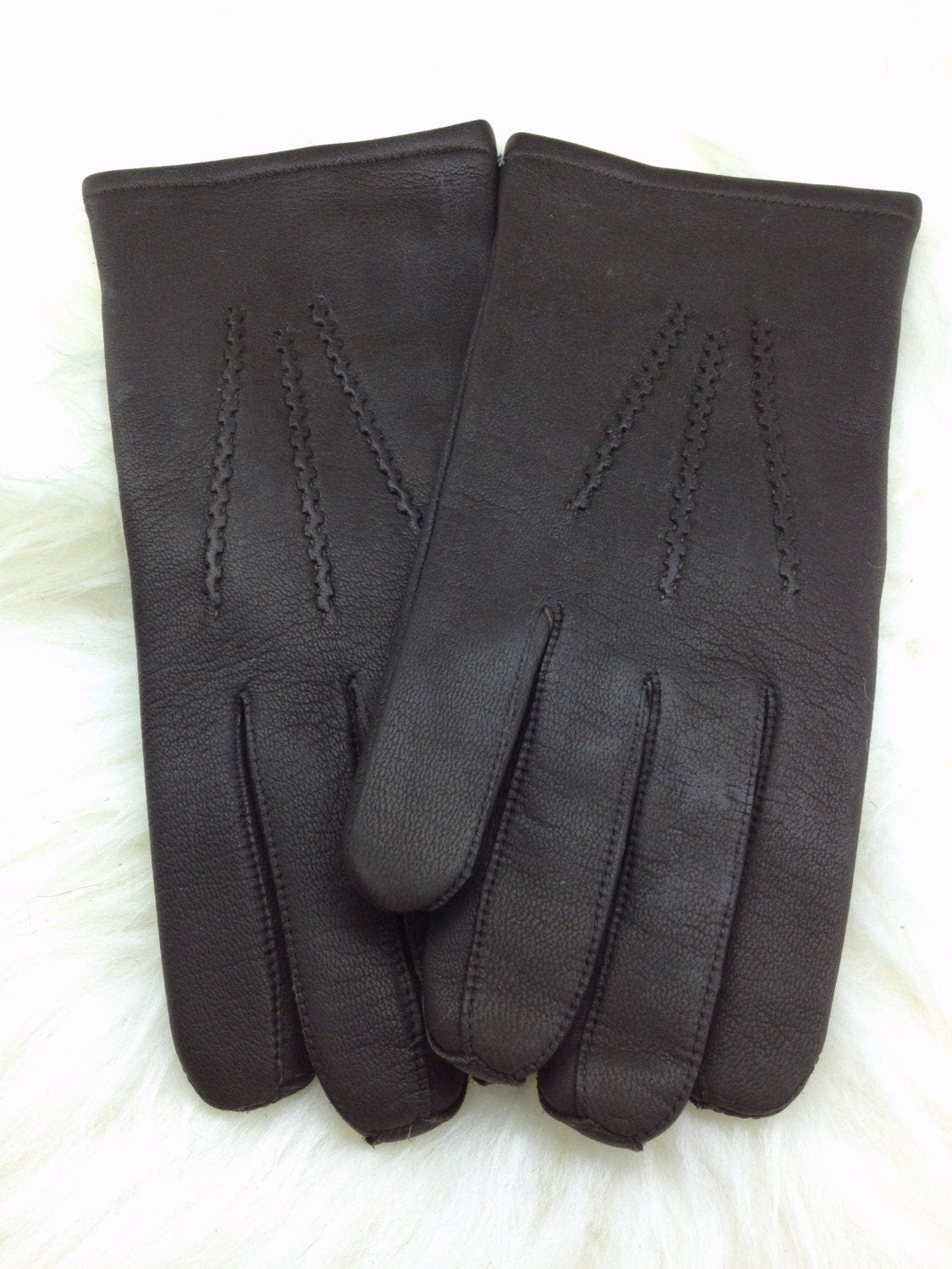 Genuine Black Nappa Leather Gloves, Wool Lined