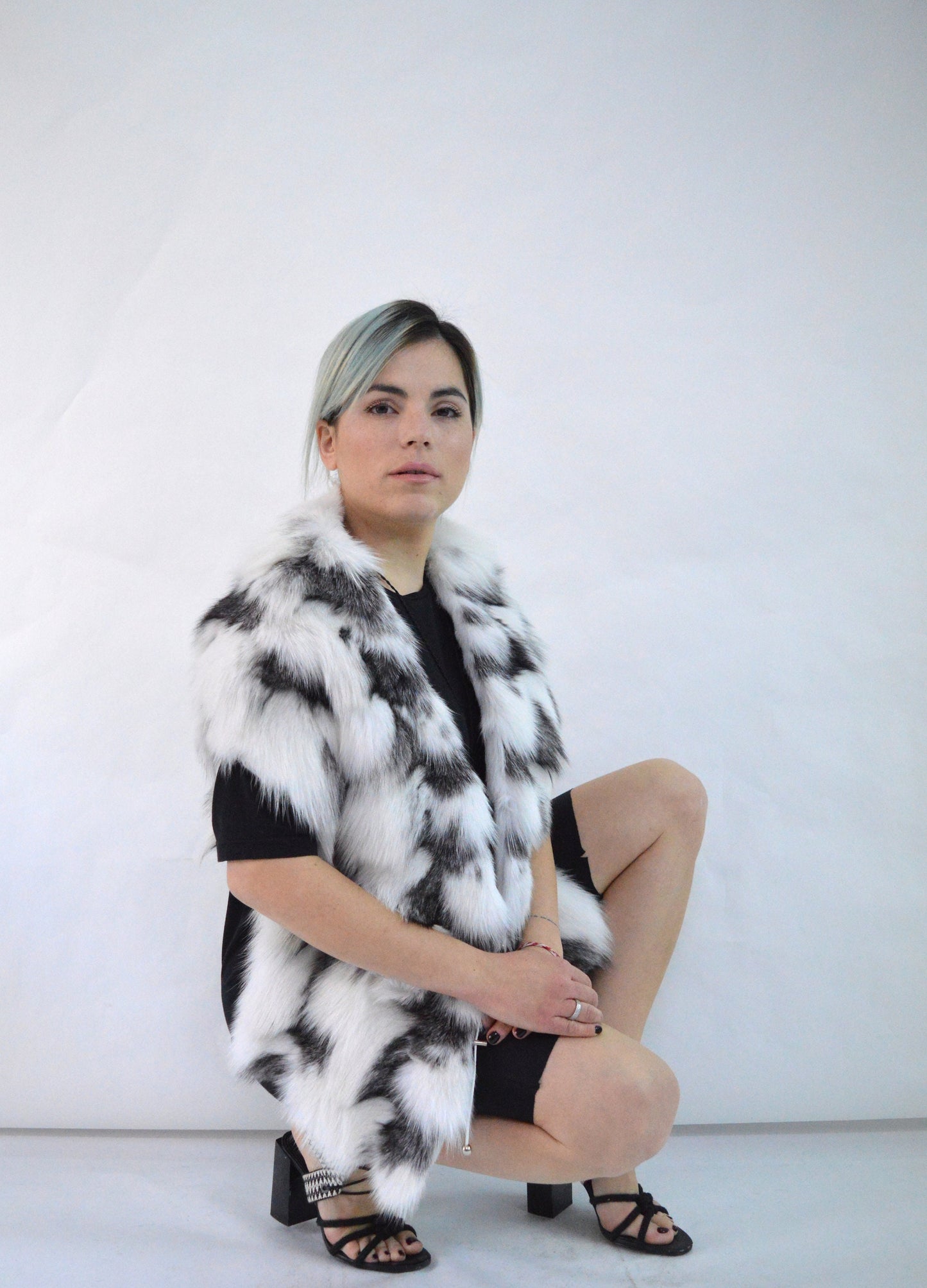 White Fox Fur Stole: Bridal Bolero Shawl, Size Small