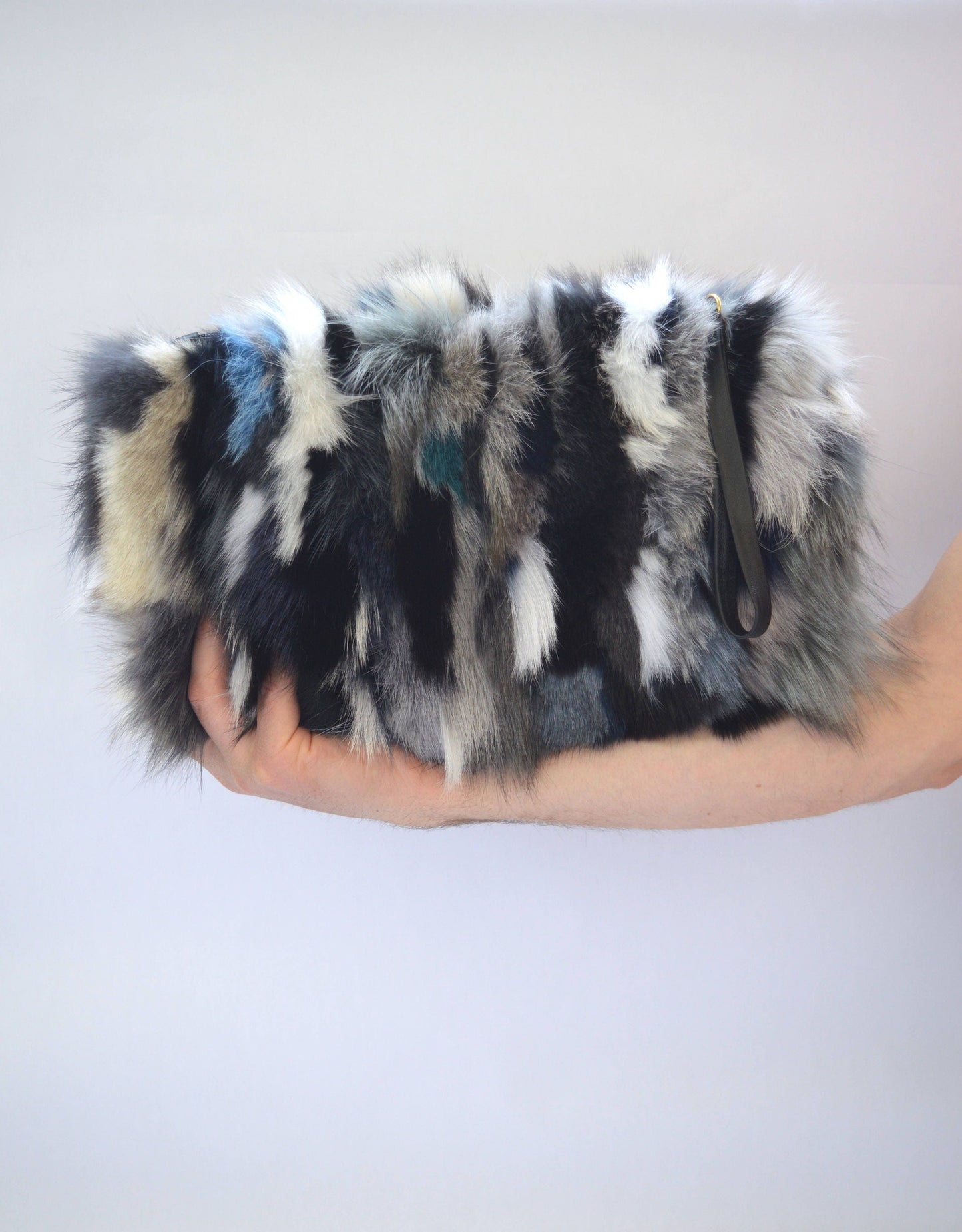 Real Fox Fur Clutch Bag: Leather Wristlet, Evening Purse